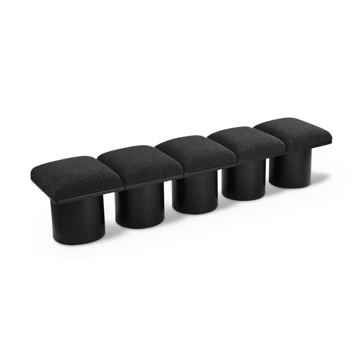 Meridian Pavilion Black Boucle Fabric Bench