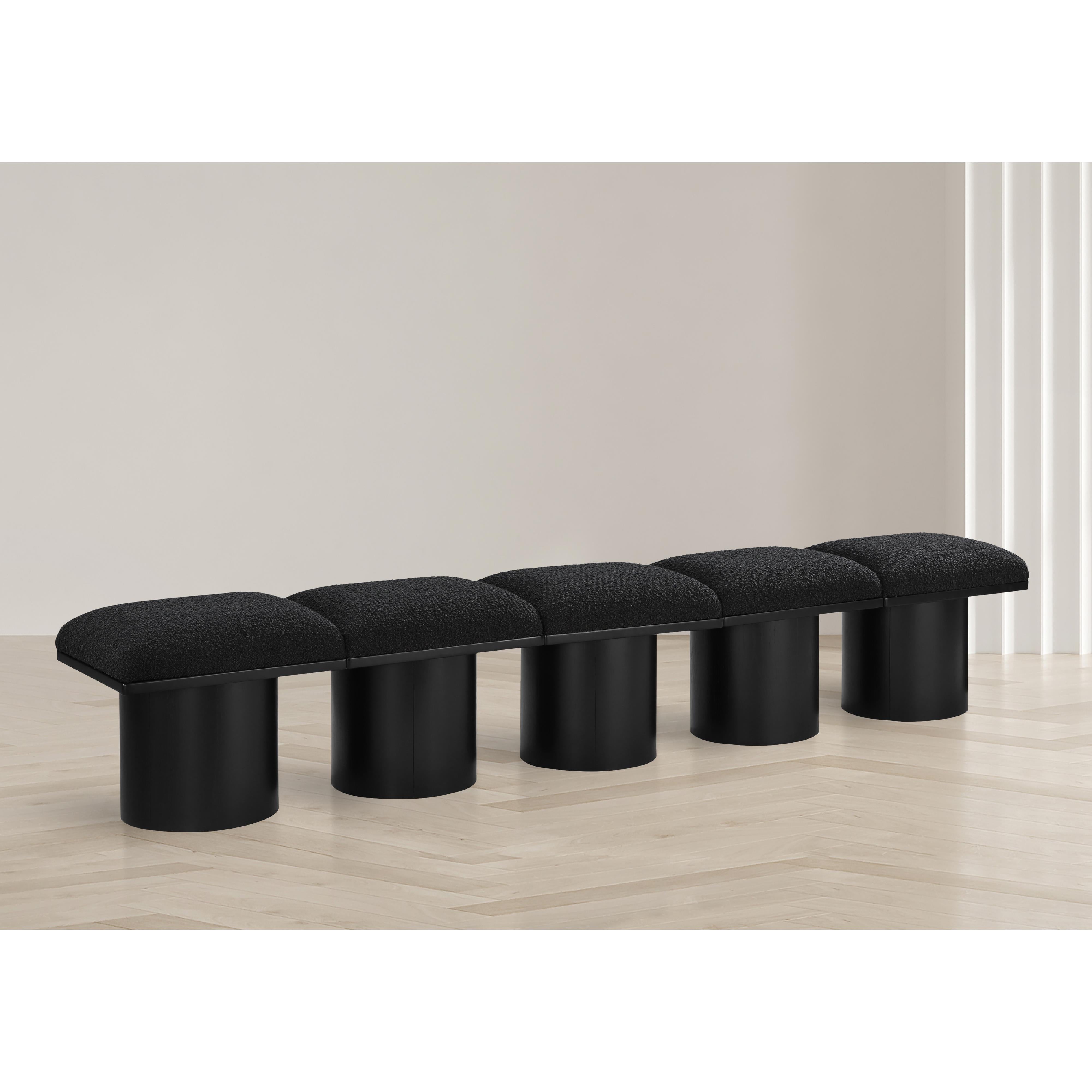 Meridian Pavilion Black Boucle Fabric Bench