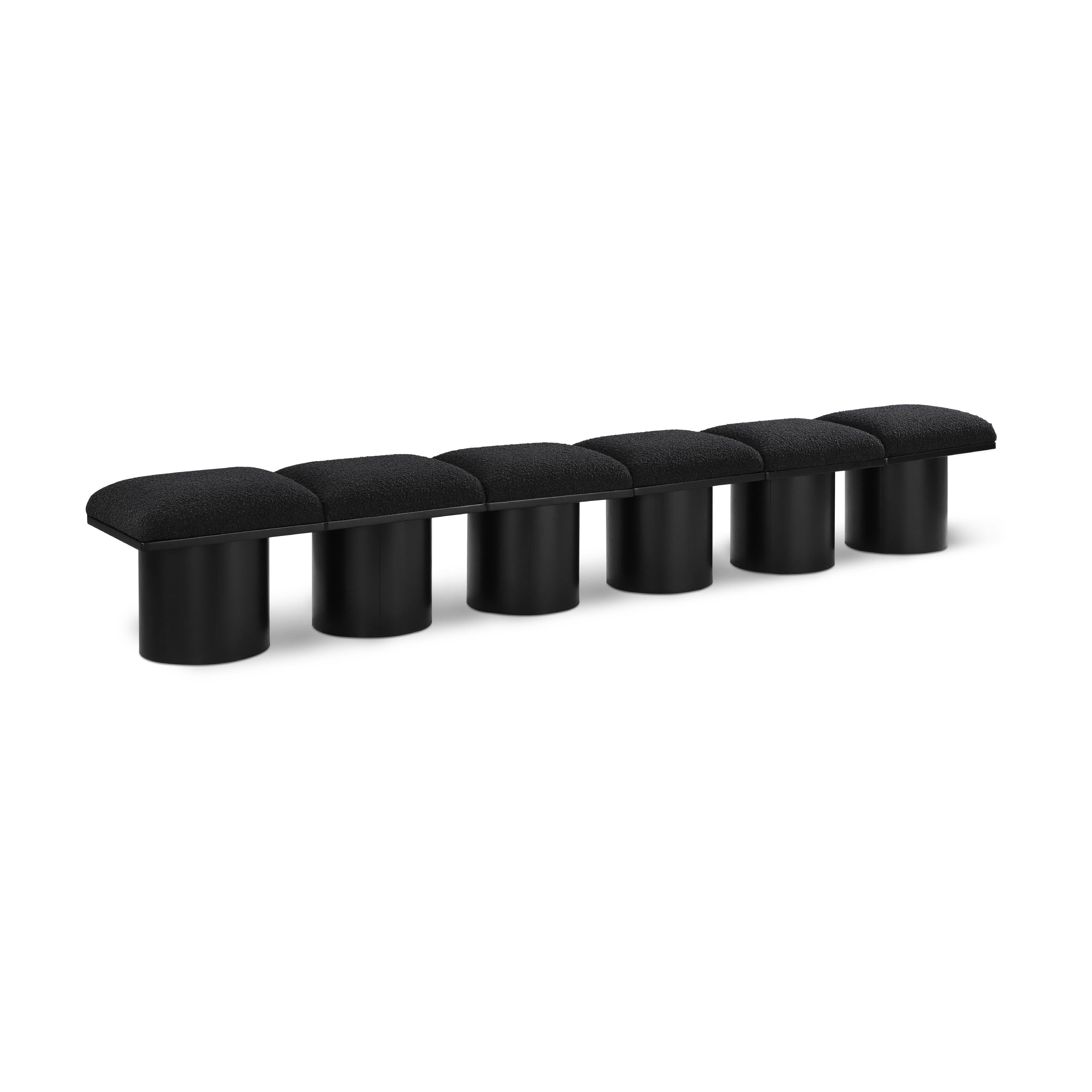 Meridian Pavilion Black Boucle Fabric Bench
