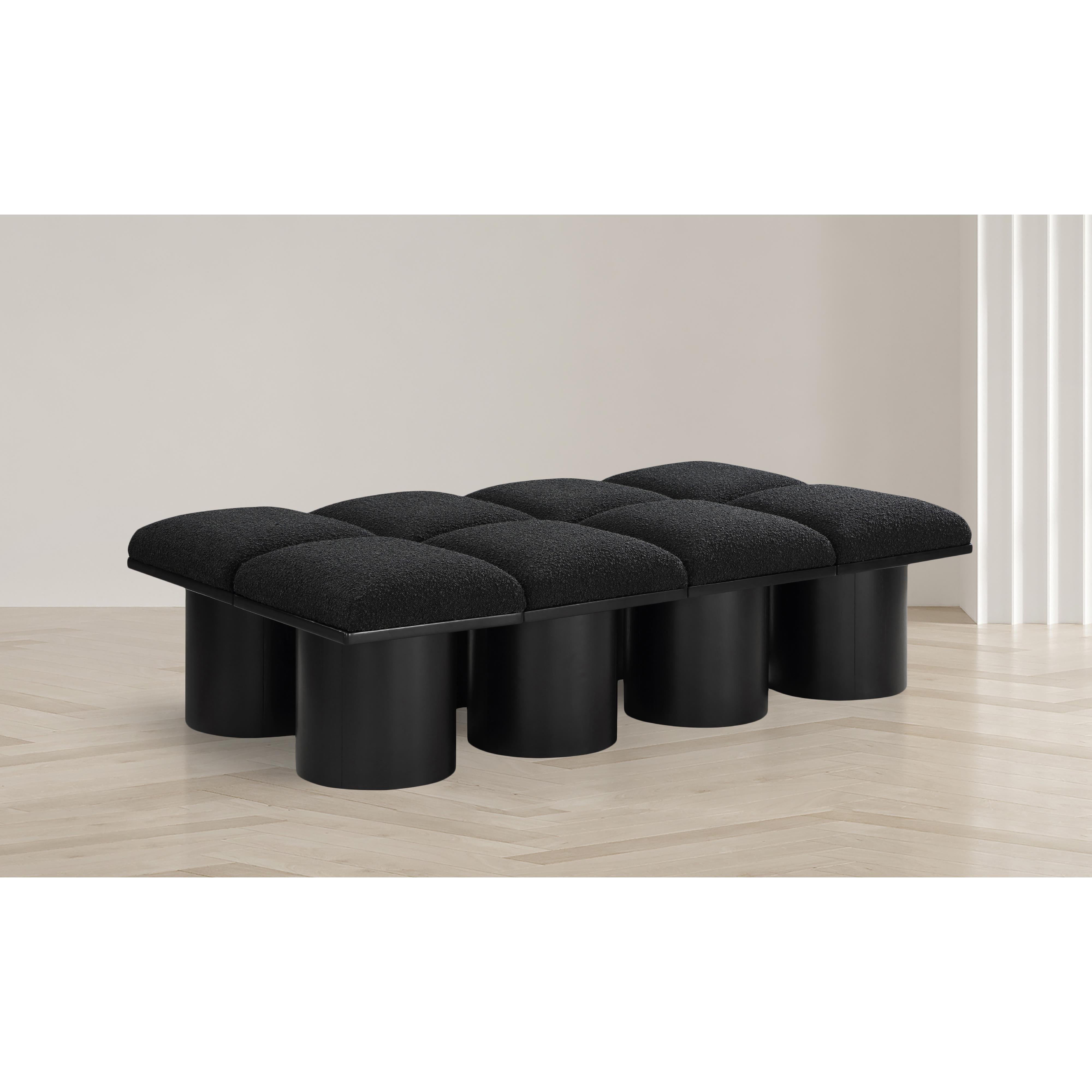 Meridian Pavilion Black Boucle Fabric Bench
