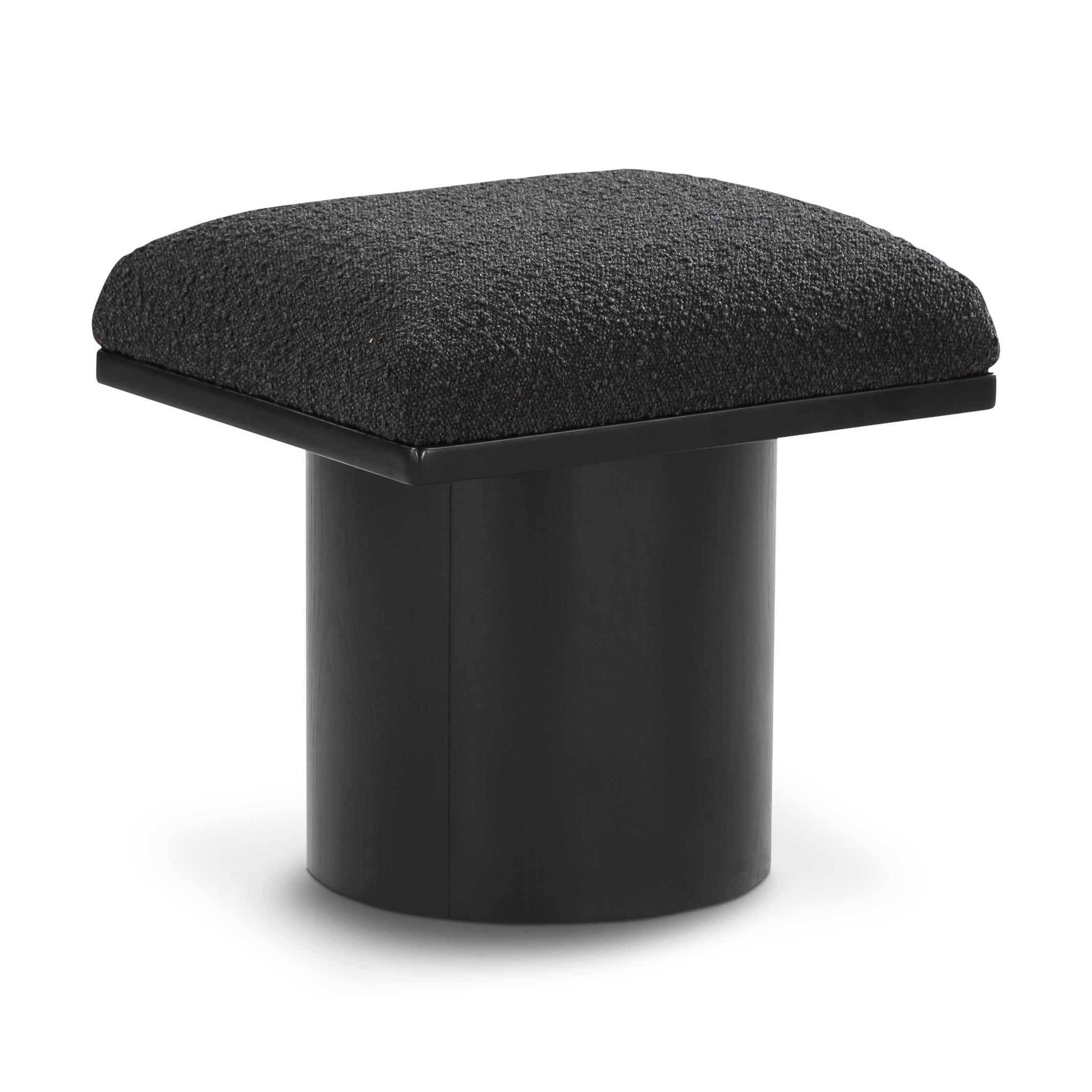 Meridian Pavilion Black Boucle Fabric Bench/Stool