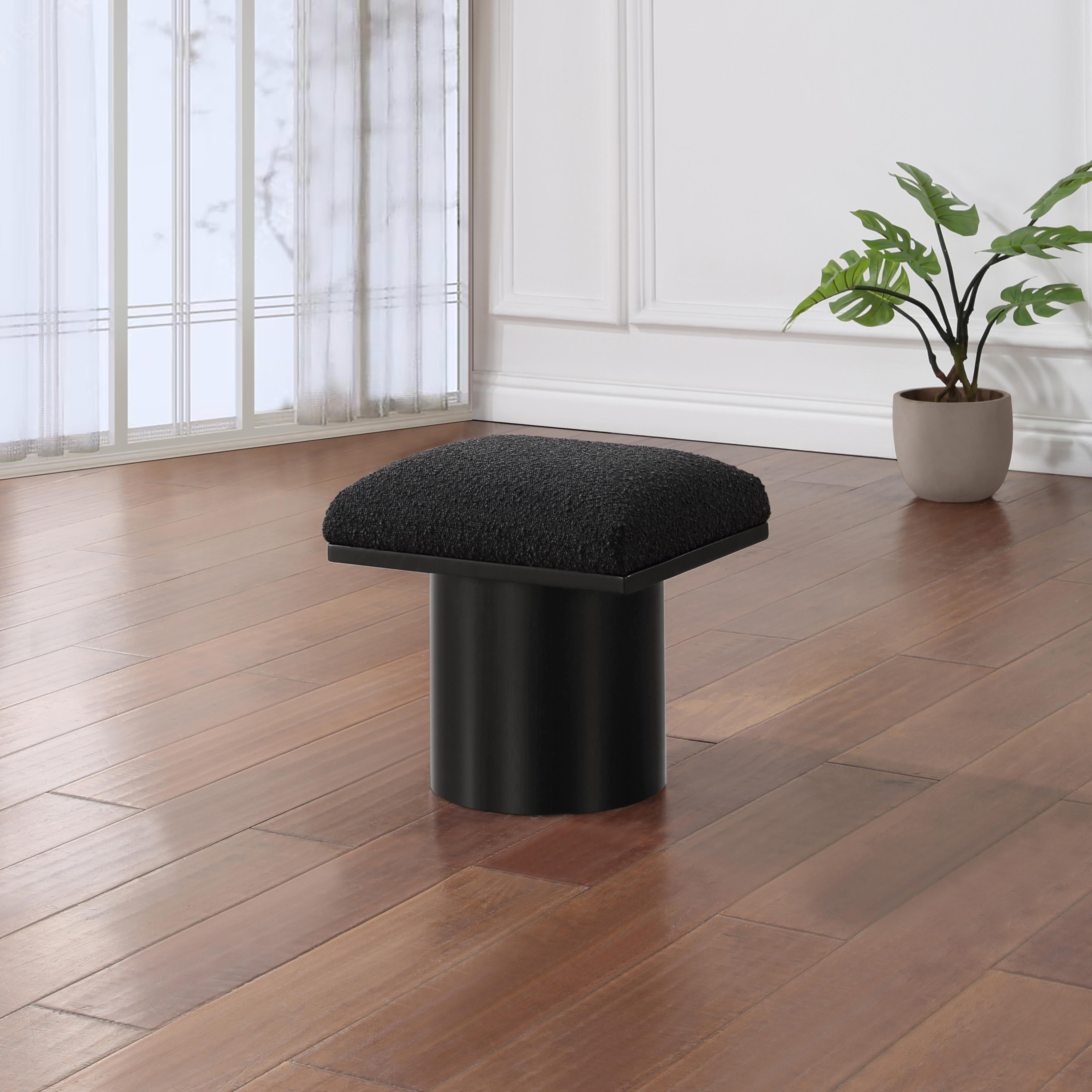 Meridian Pavilion Black Boucle Fabric Bench/Stool