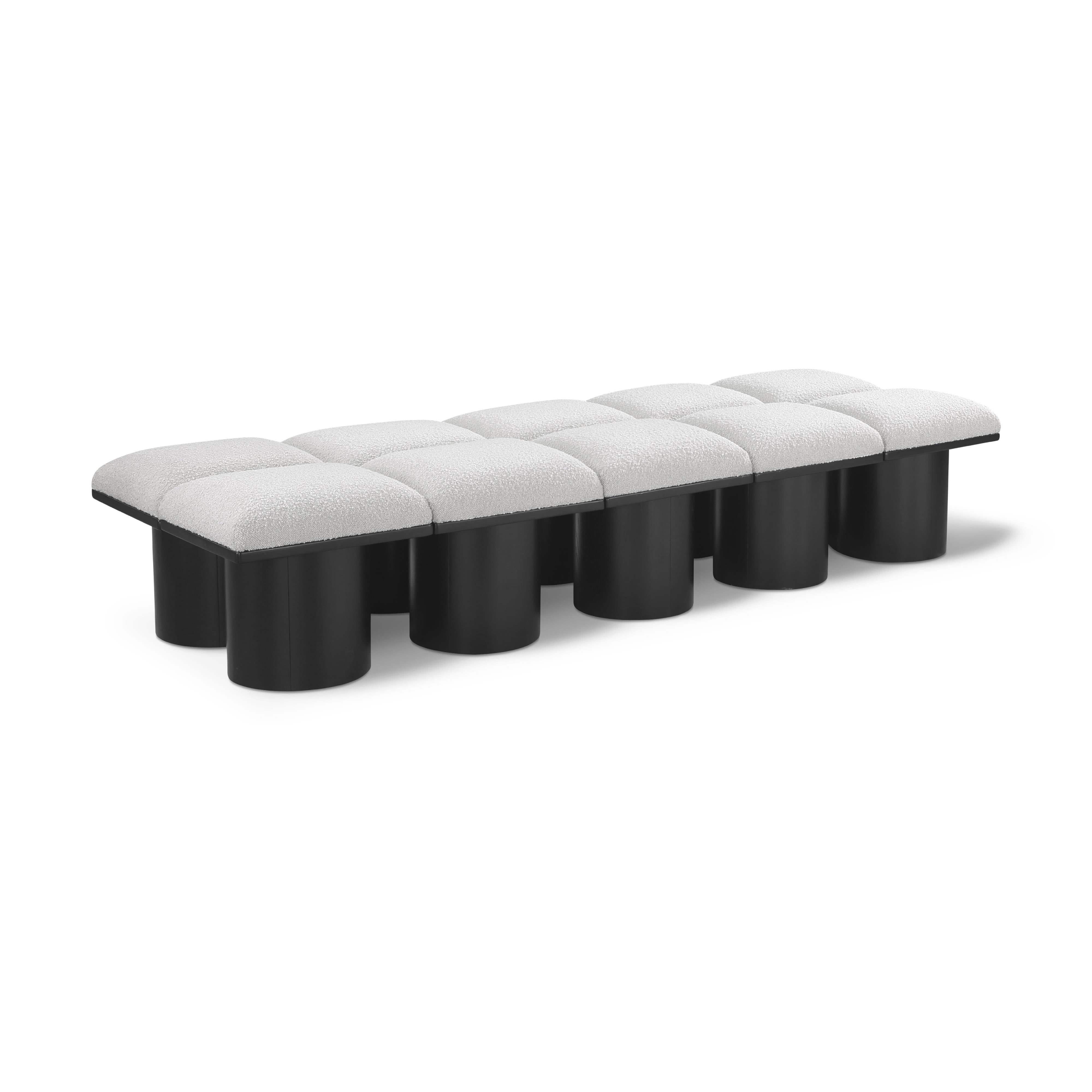 Meridian Pavilion Cream Boucle Fabric Bench