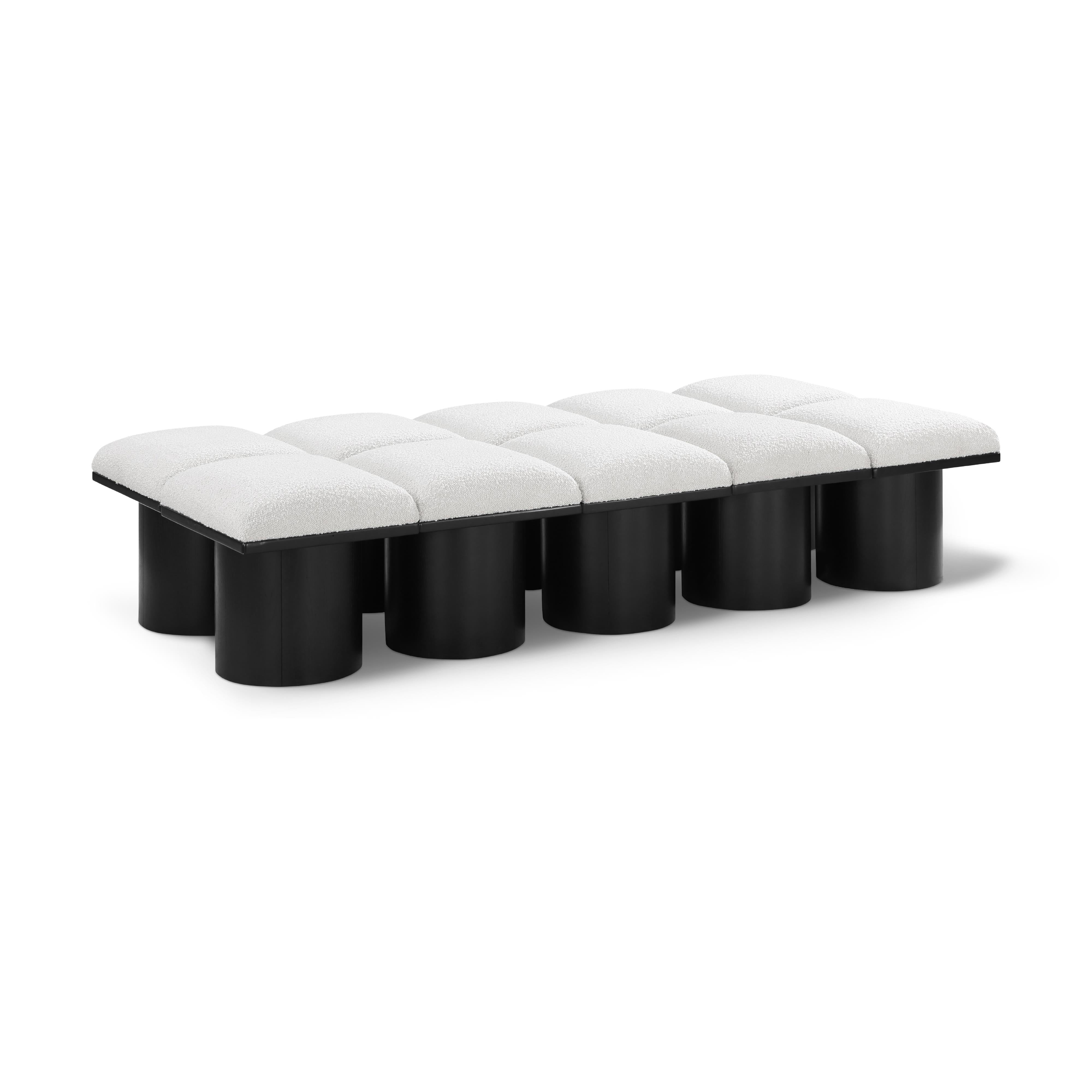 Meridian Pavilion Cream Boucle Fabric Bench