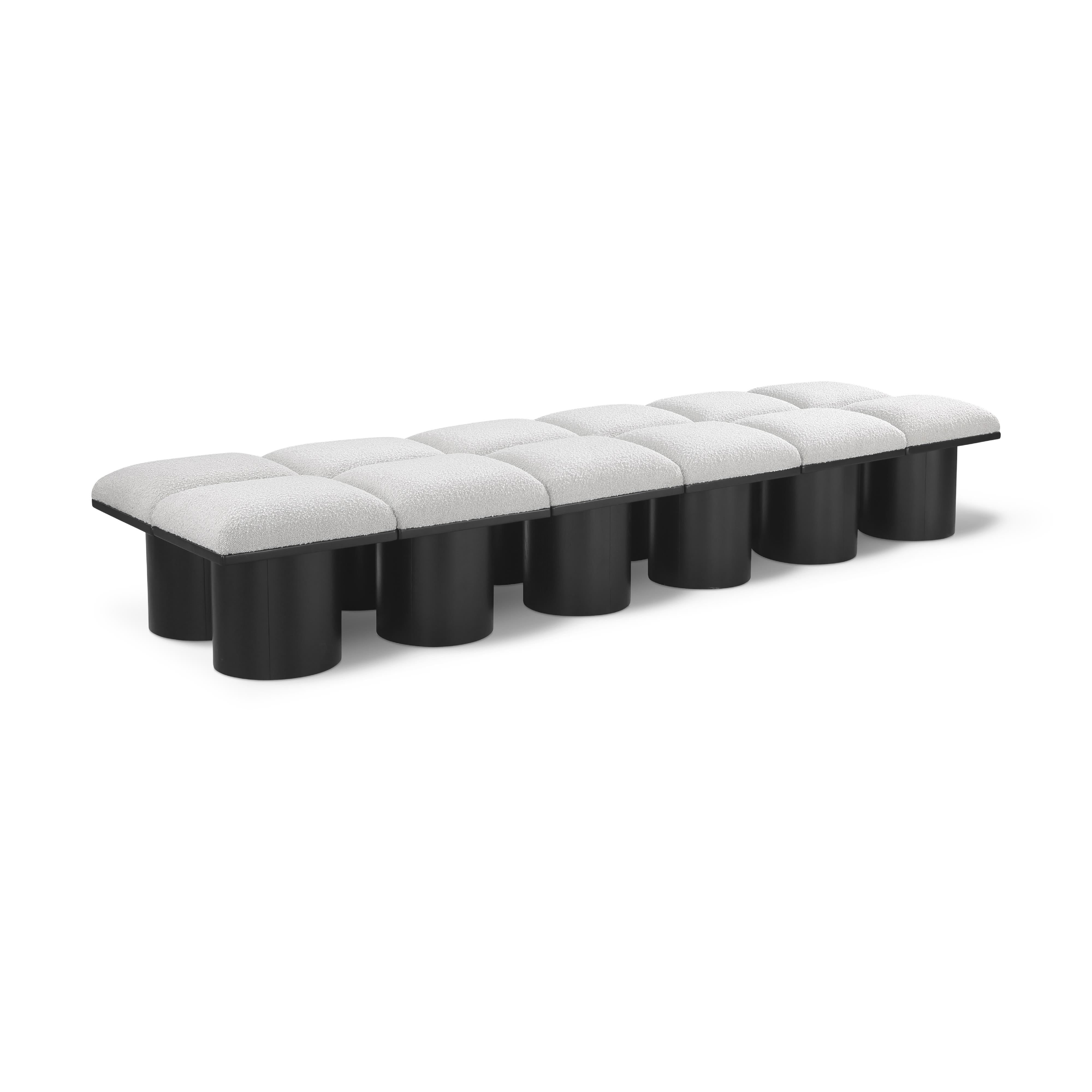 Meridian Pavilion Cream Boucle Fabric Bench