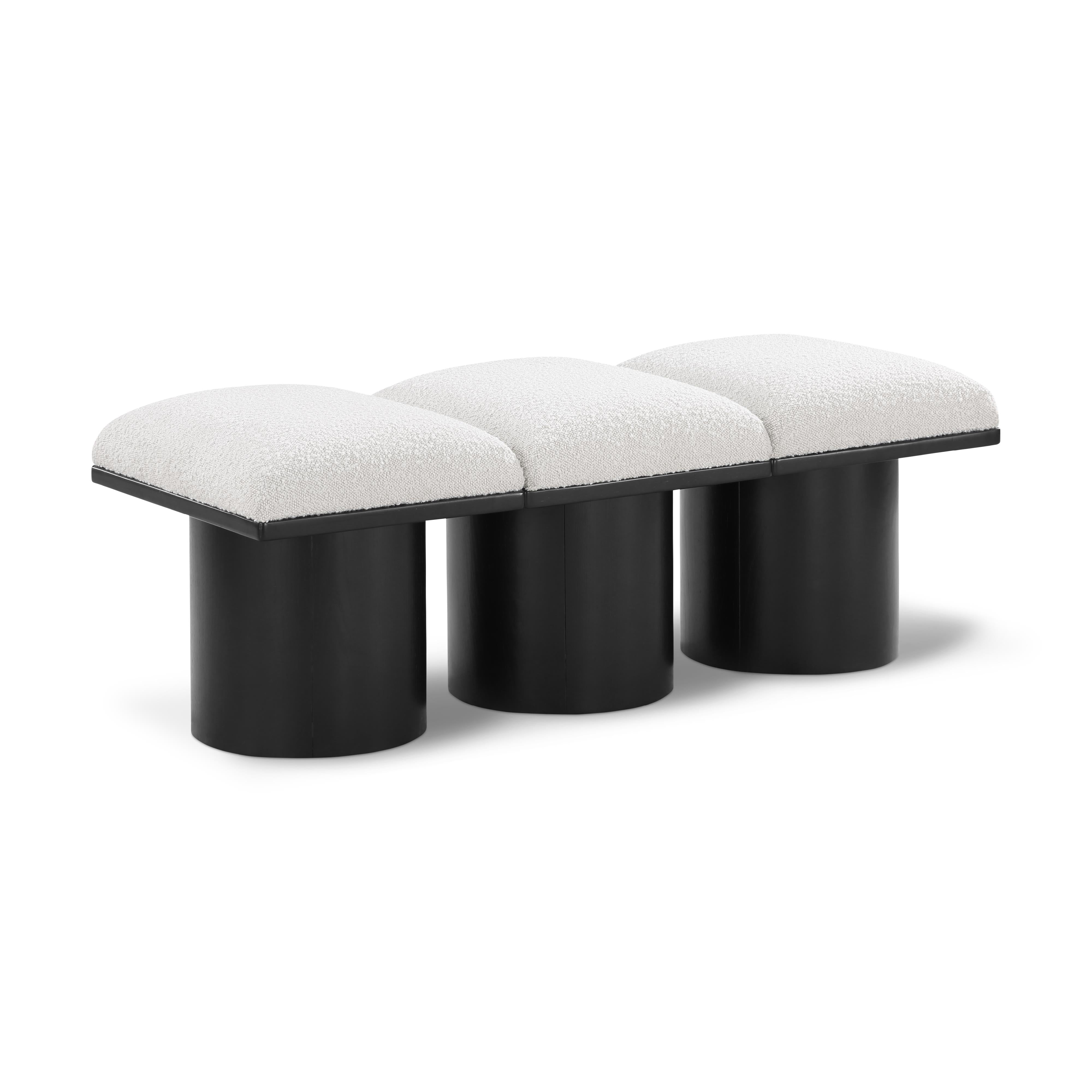 Meridian Pavilion Cream Boucle Fabric Bench