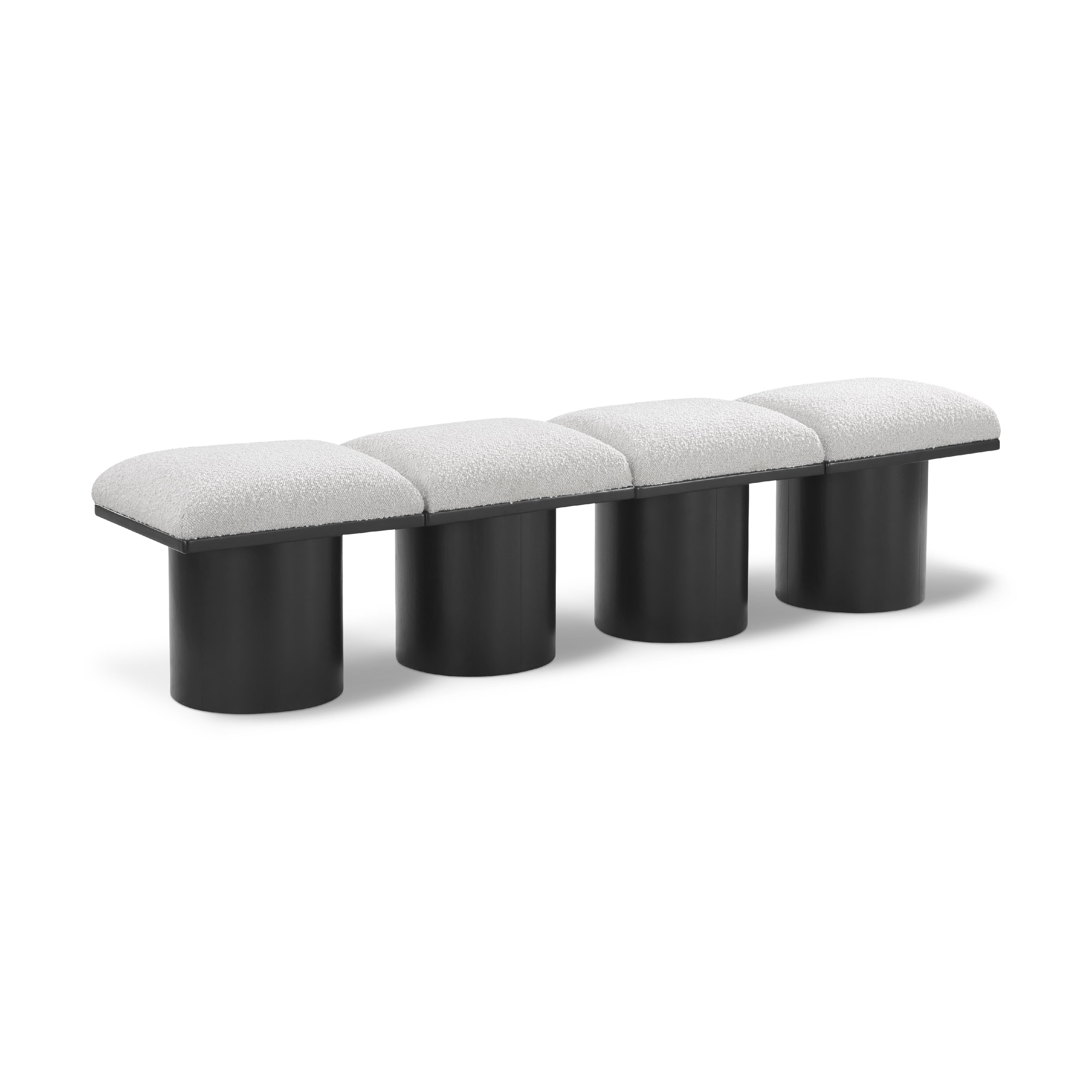 Meridian Pavilion Cream Boucle Fabric Bench