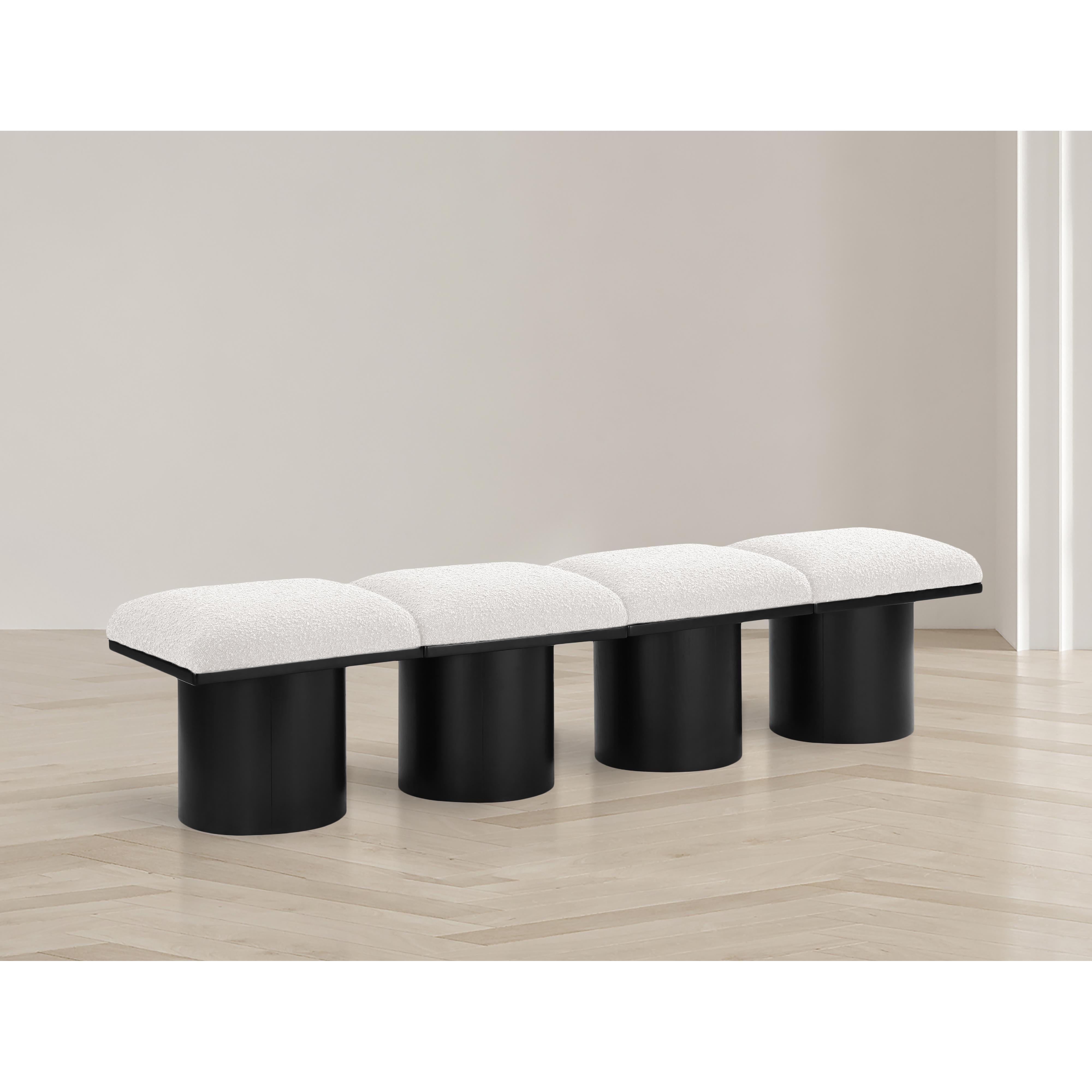 Meridian Pavilion Cream Boucle Fabric Bench