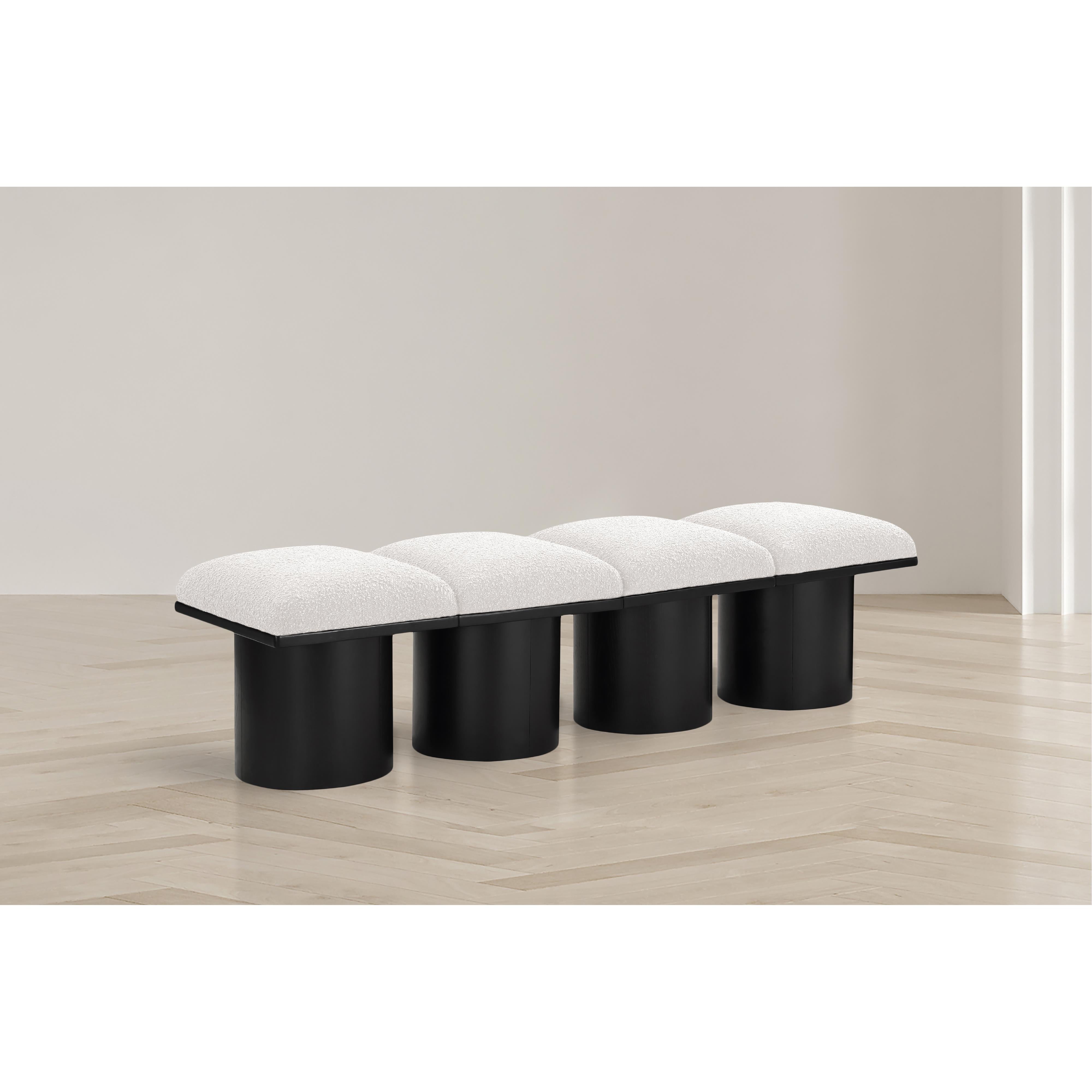 Meridian Pavilion Cream Boucle Fabric Bench