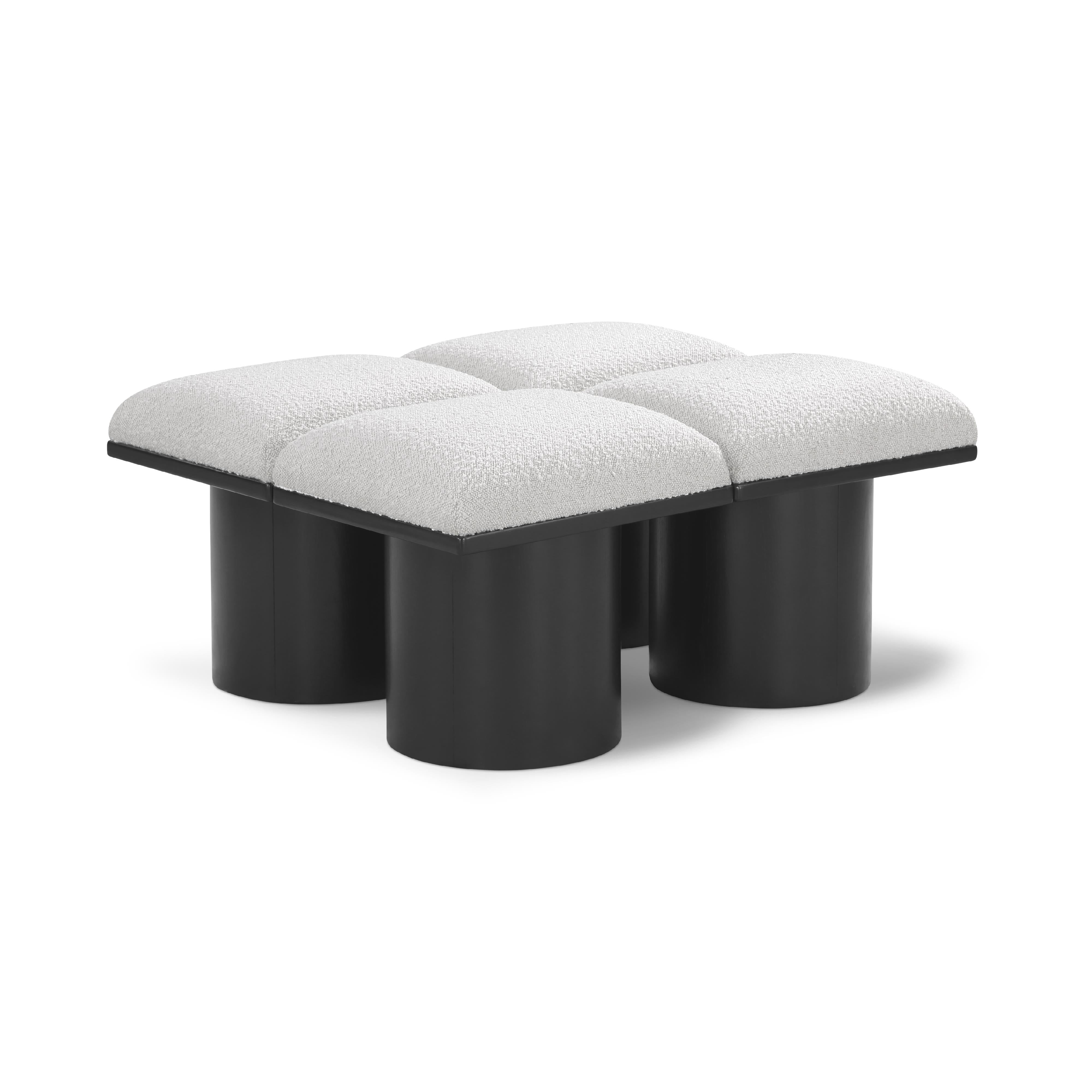 Meridian Pavilion Cream Boucle Fabric Bench