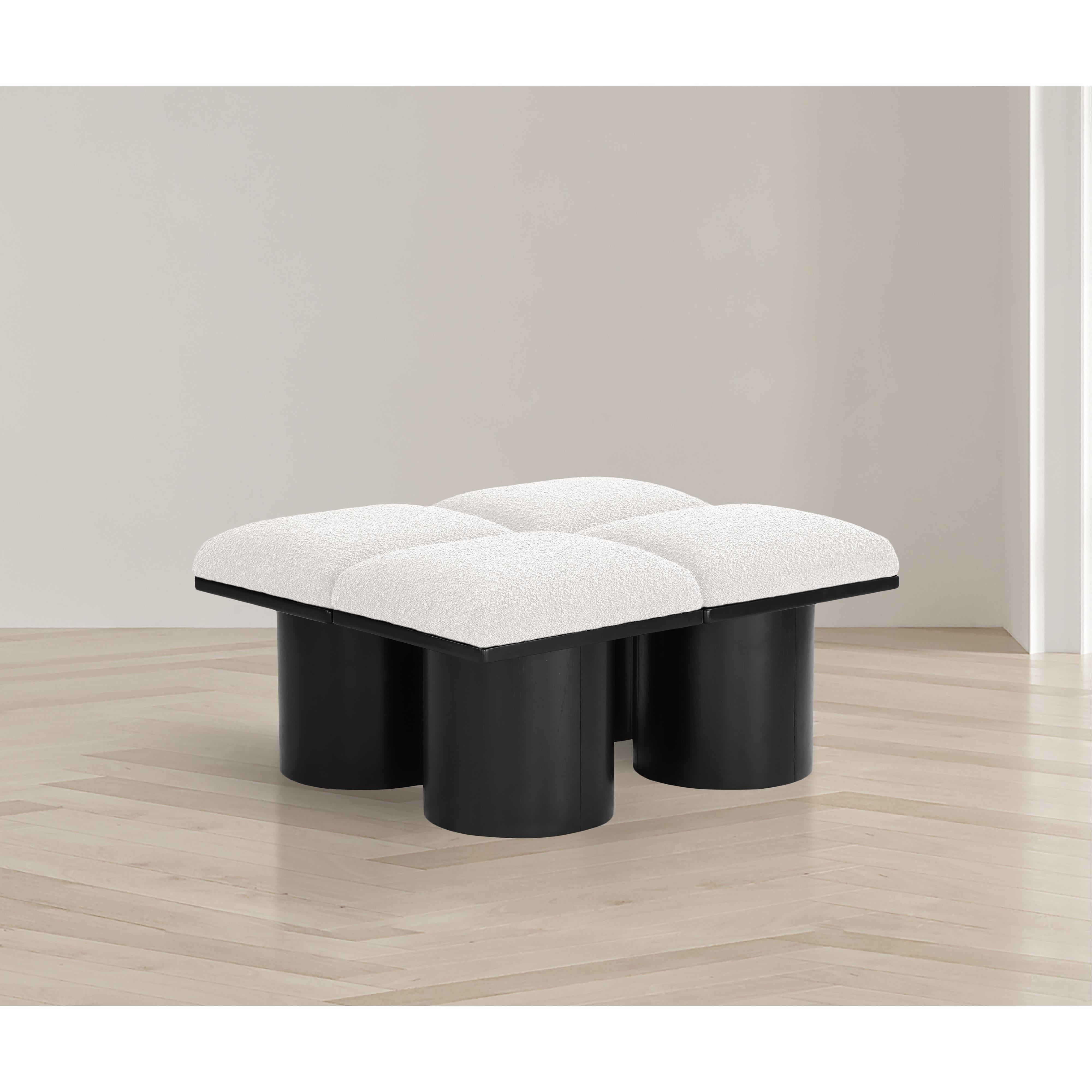 Meridian Pavilion Cream Boucle Fabric Bench