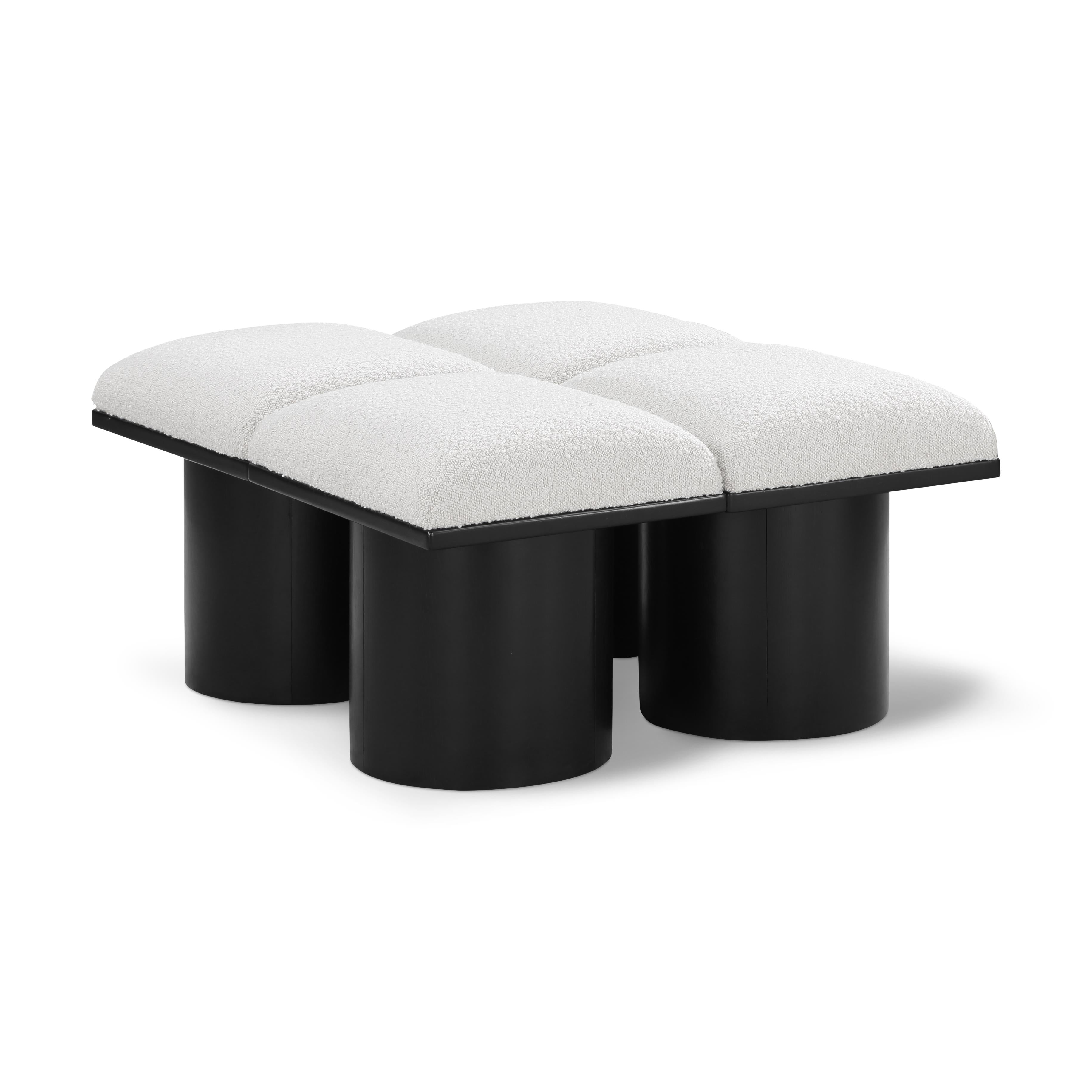 Meridian Pavilion Cream Boucle Fabric Bench
