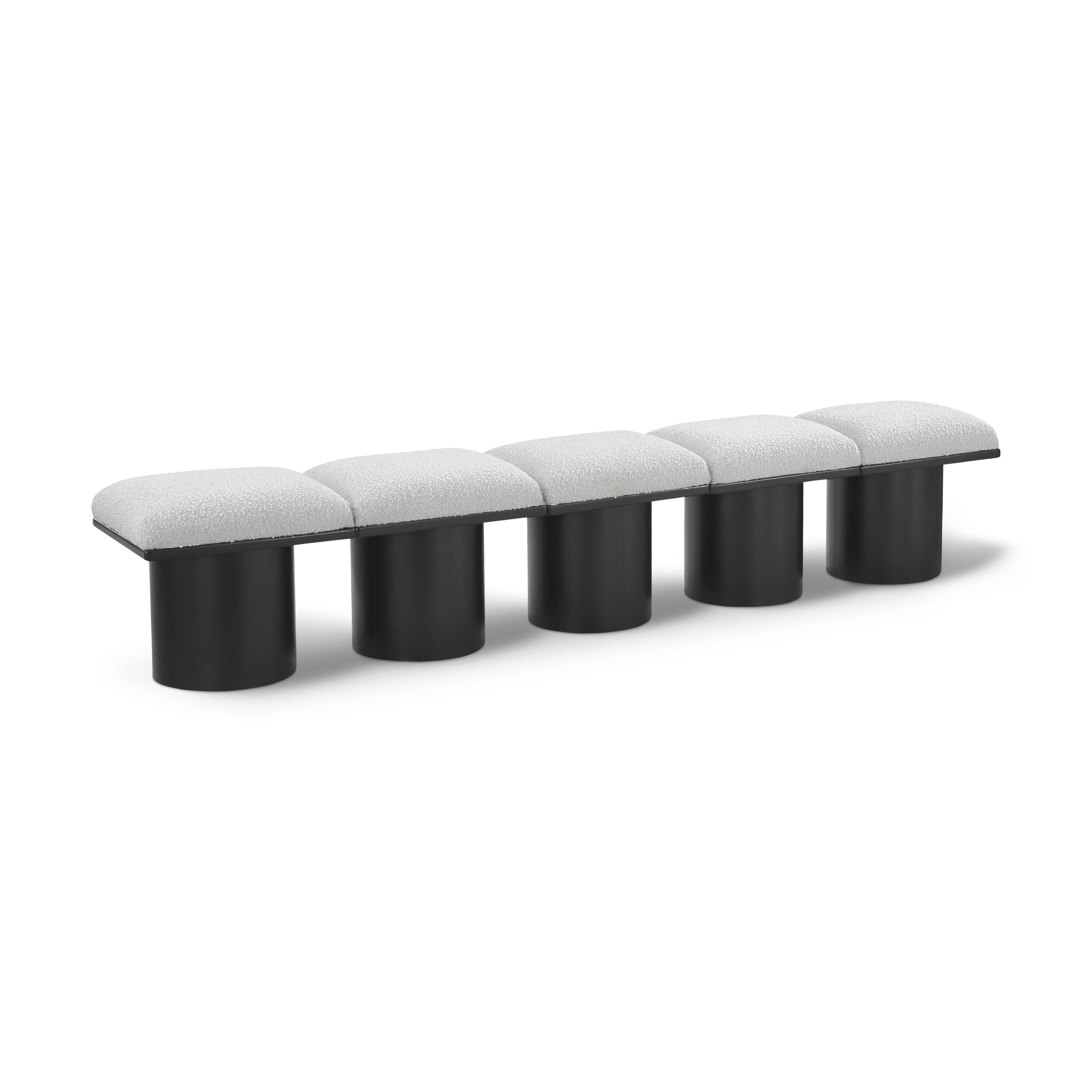 Meridian Pavilion Cream Boucle Fabric Bench