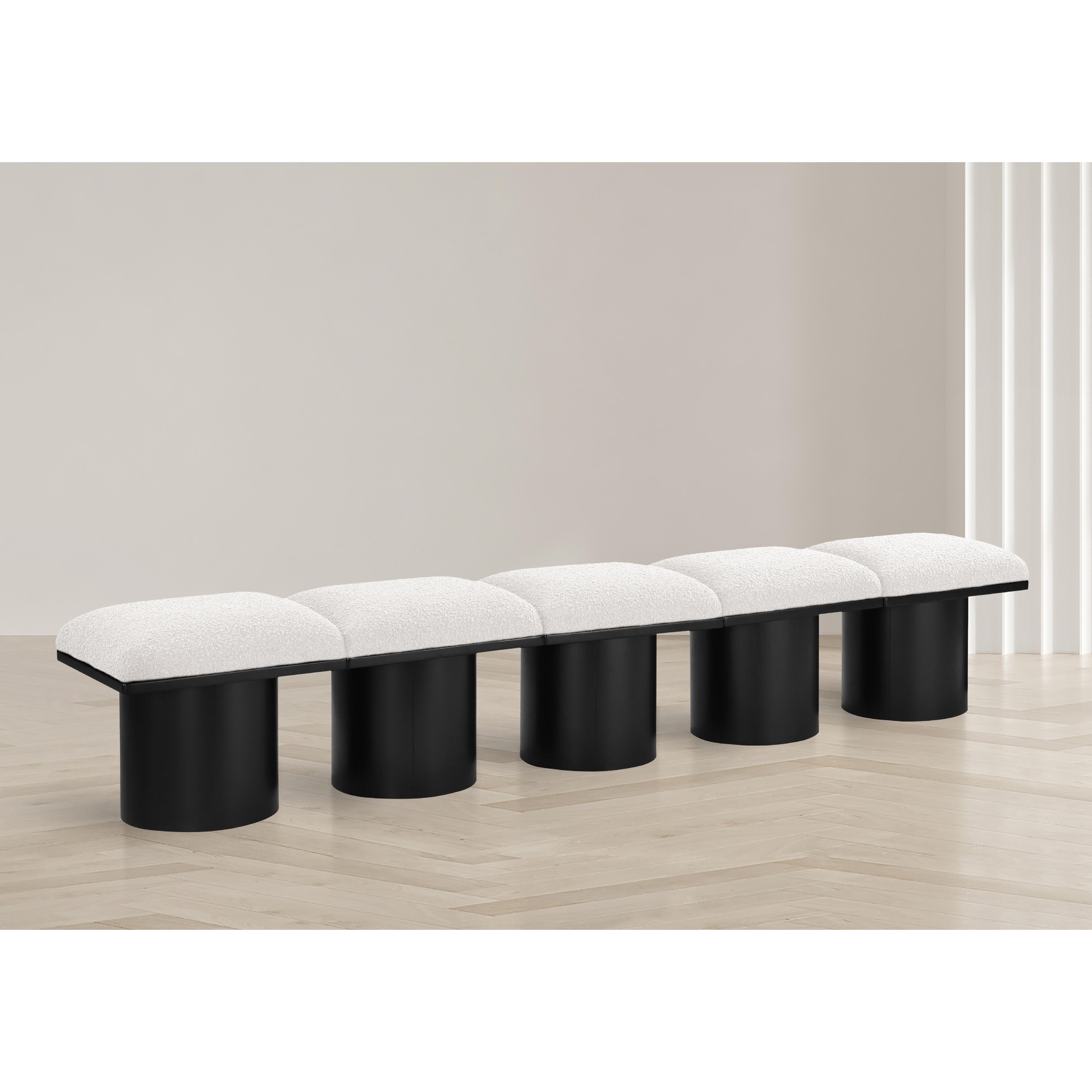 Meridian Pavilion Cream Boucle Fabric Bench