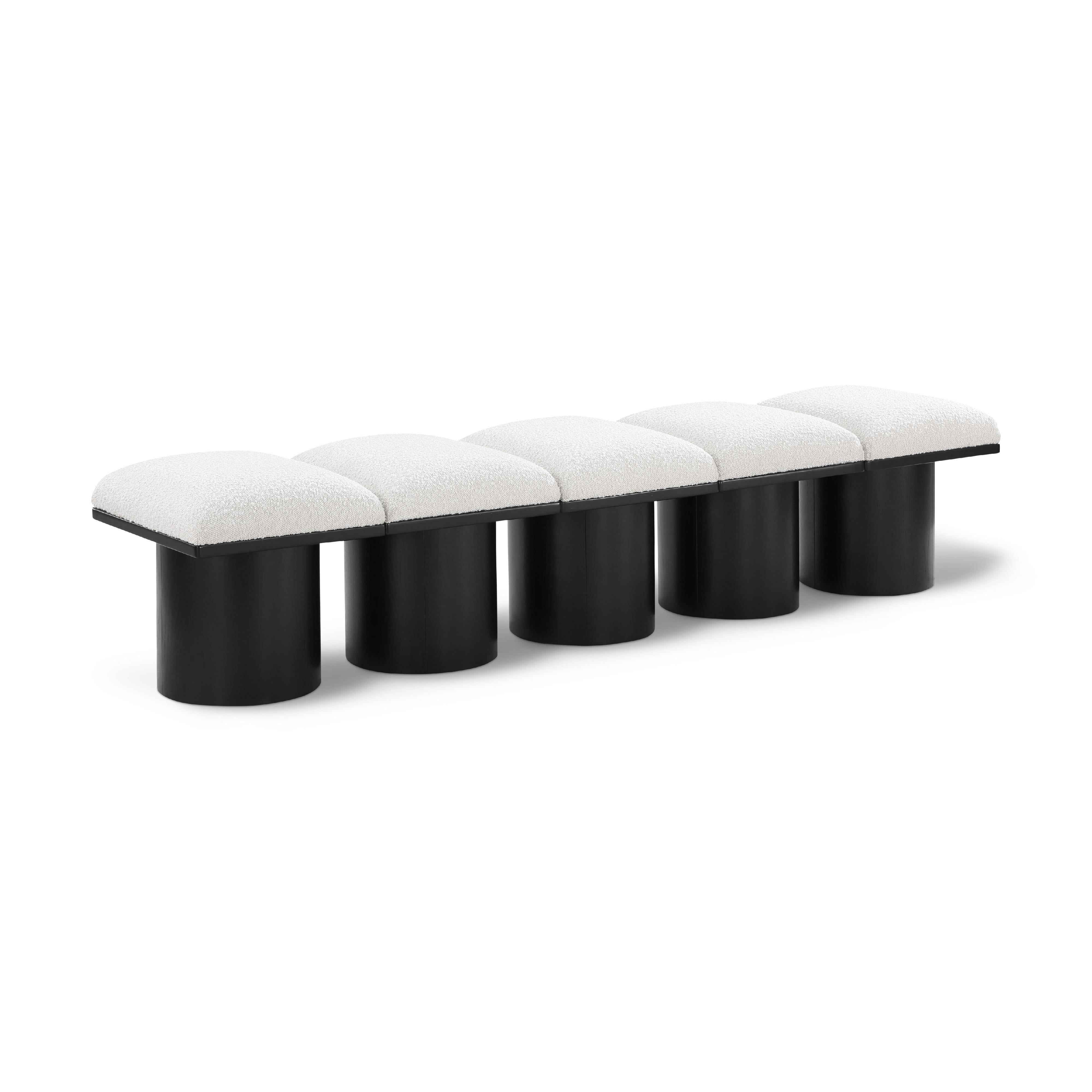 Meridian Pavilion Cream Boucle Fabric Bench