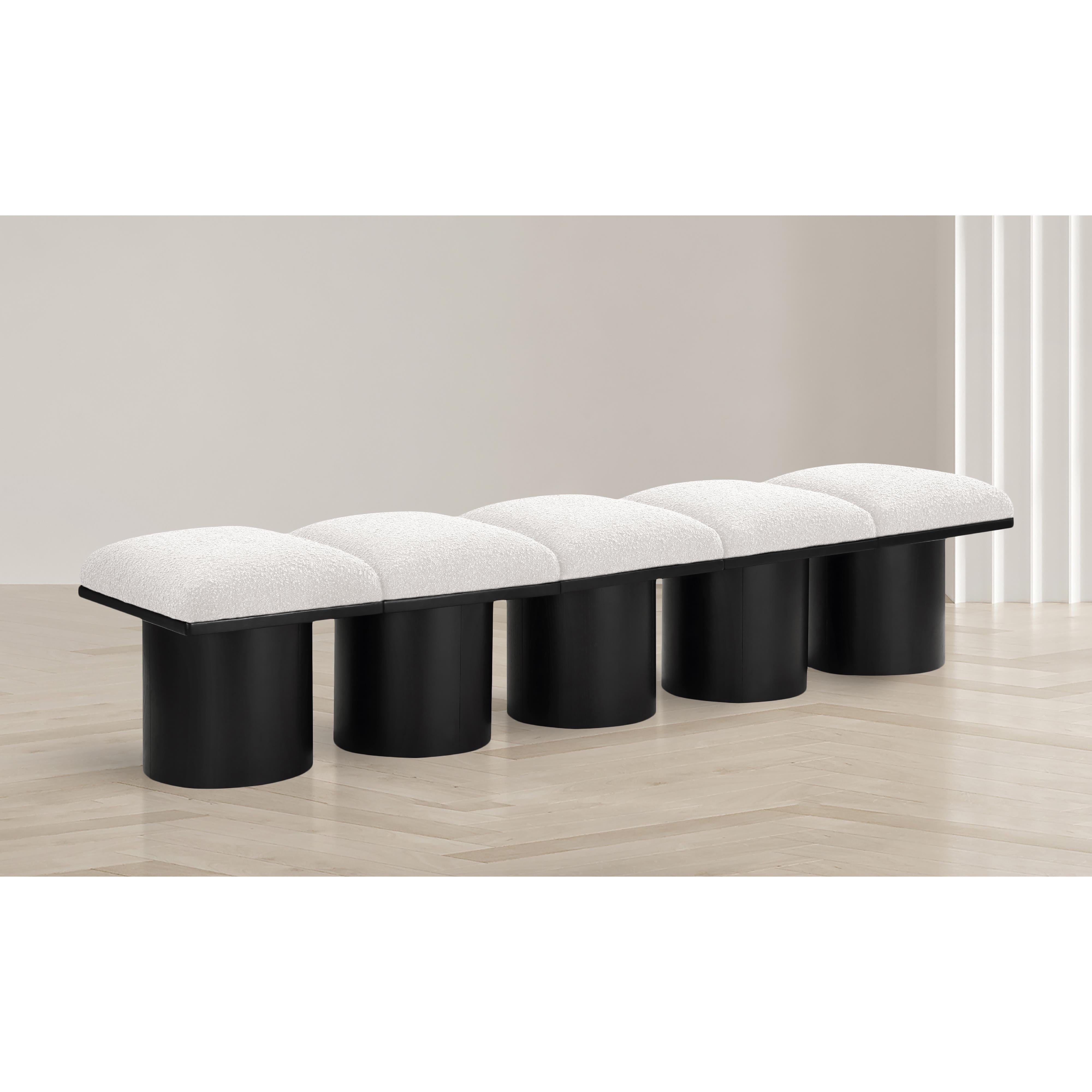 Meridian Pavilion Cream Boucle Fabric Bench