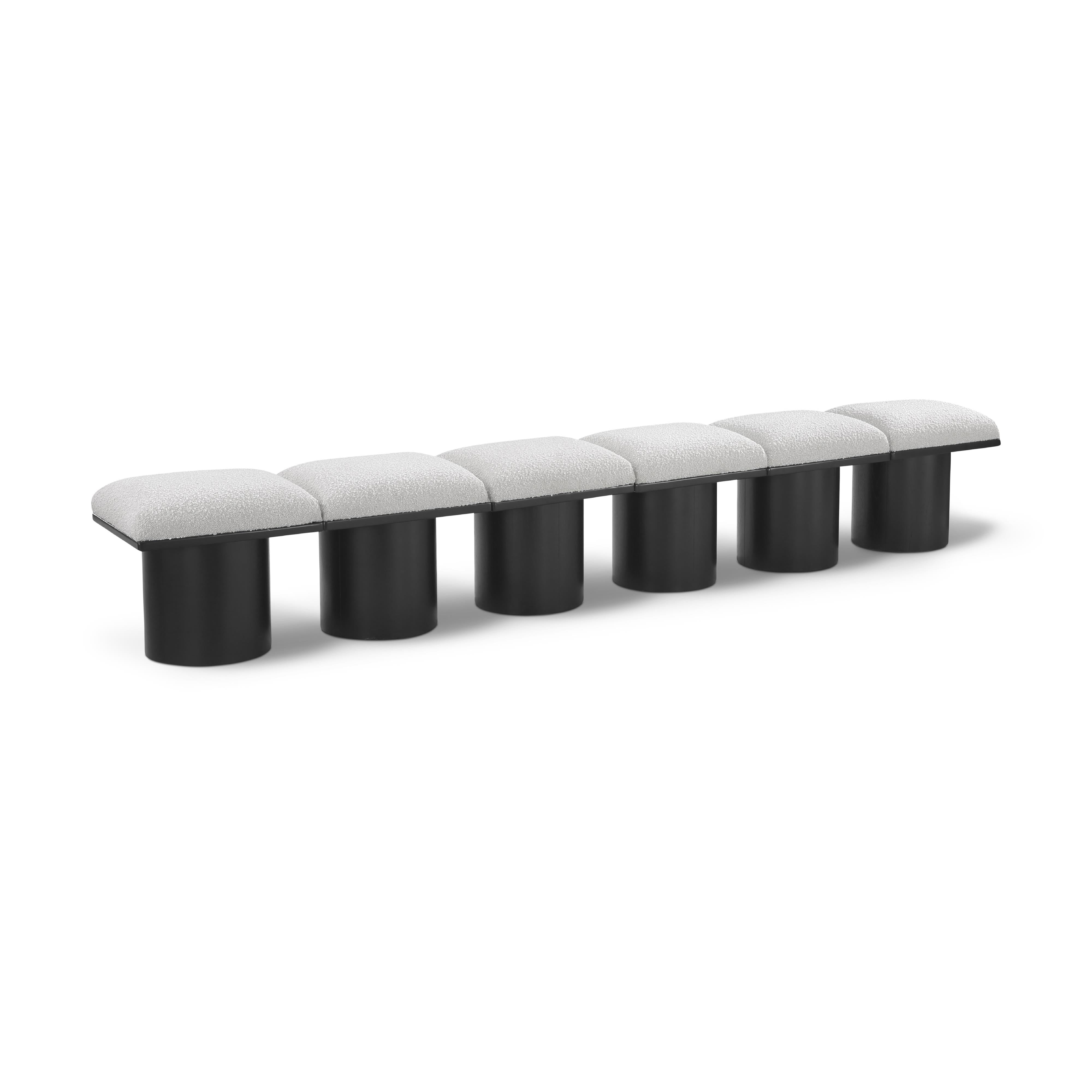 Meridian Pavilion Cream Boucle Fabric Bench