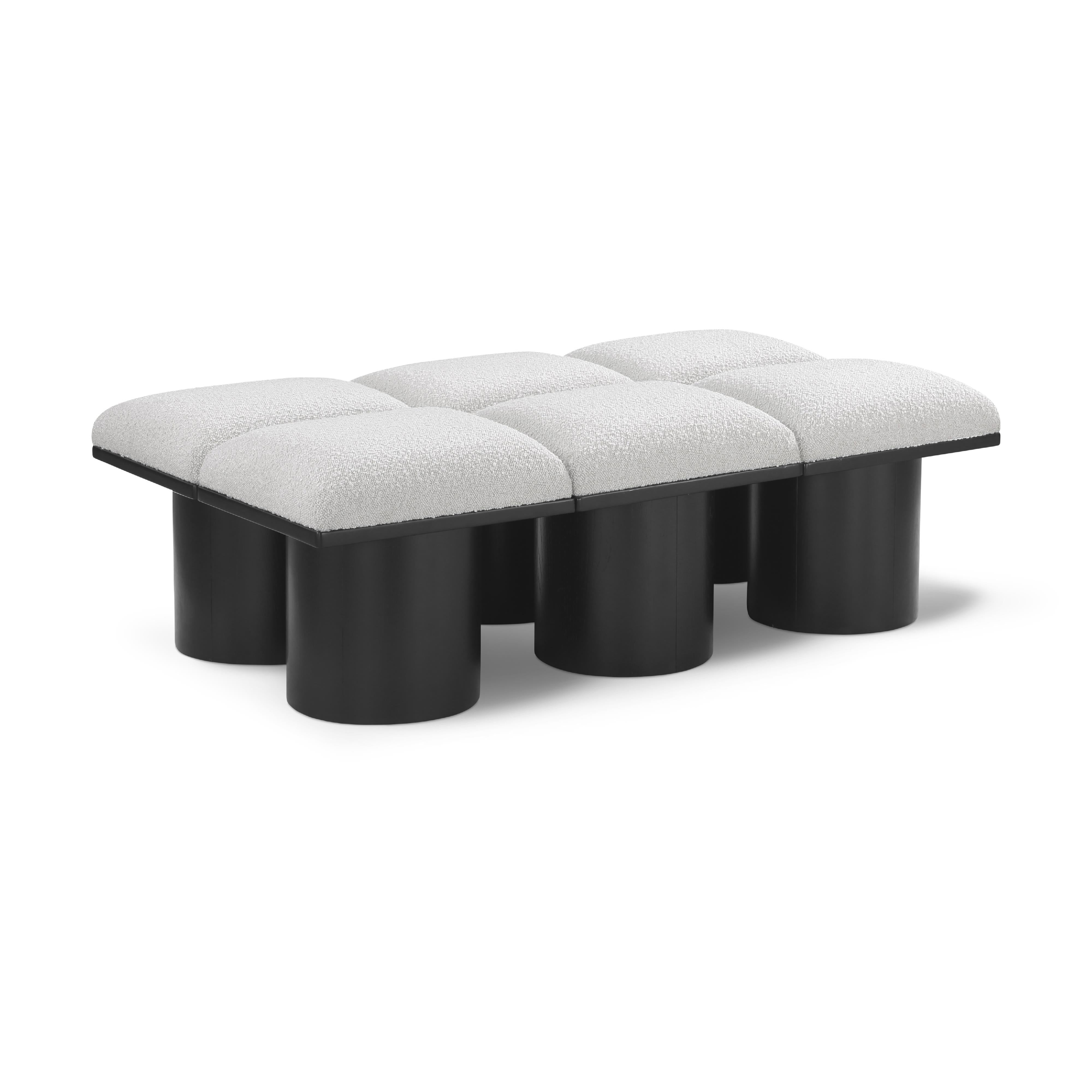 Meridian Pavilion Cream Boucle Fabric Bench