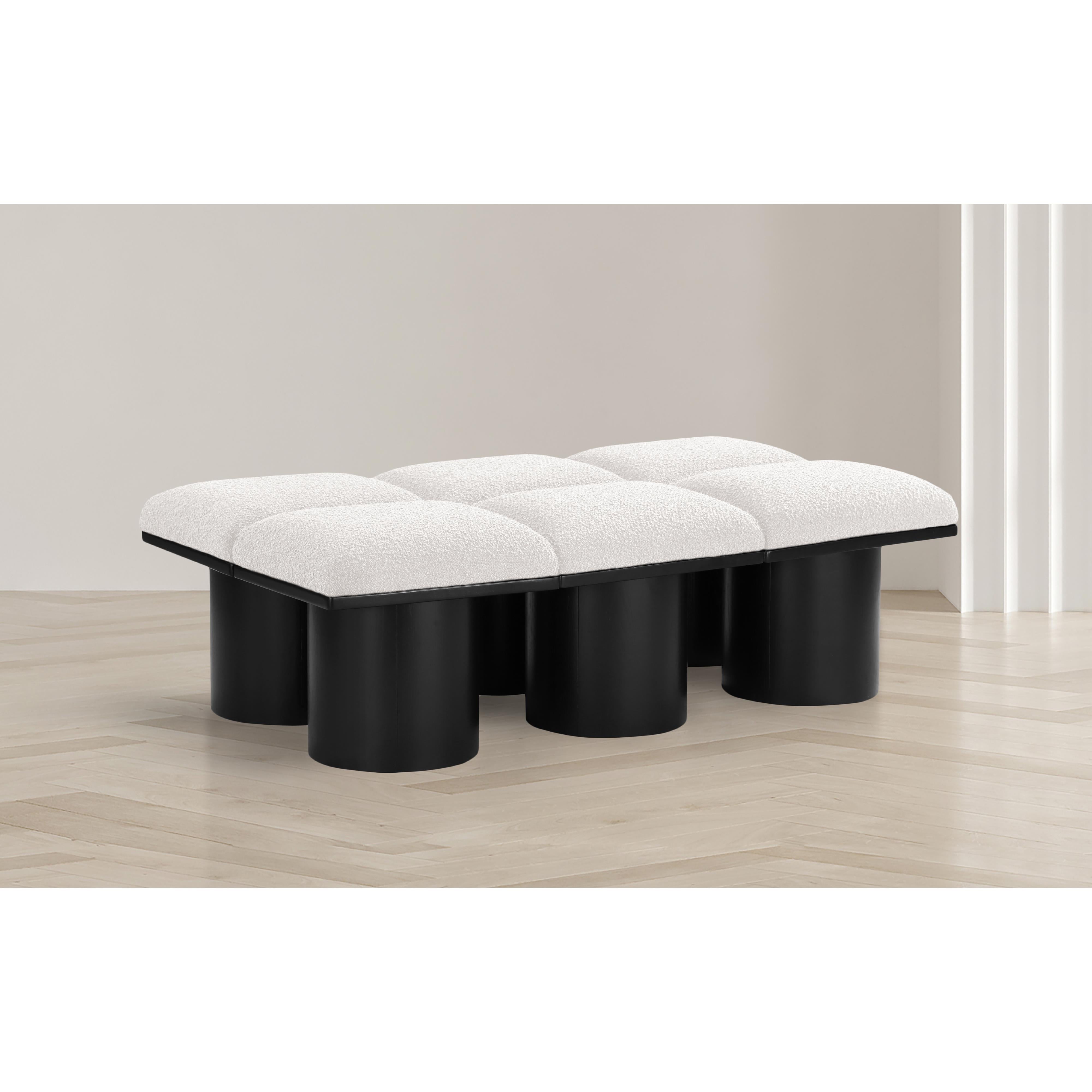 Meridian Pavilion Cream Boucle Fabric Bench
