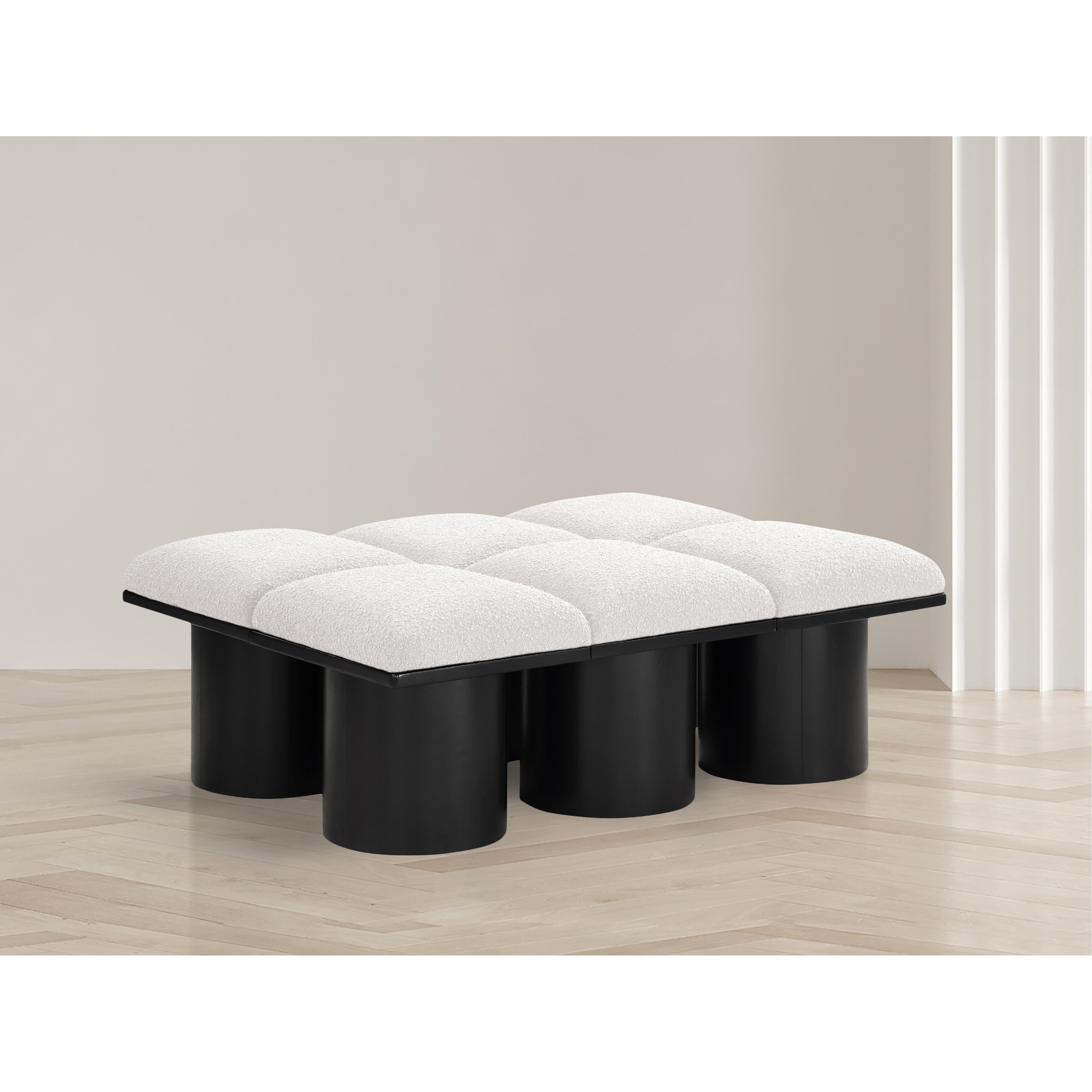 Meridian Pavilion Cream Boucle Fabric Bench