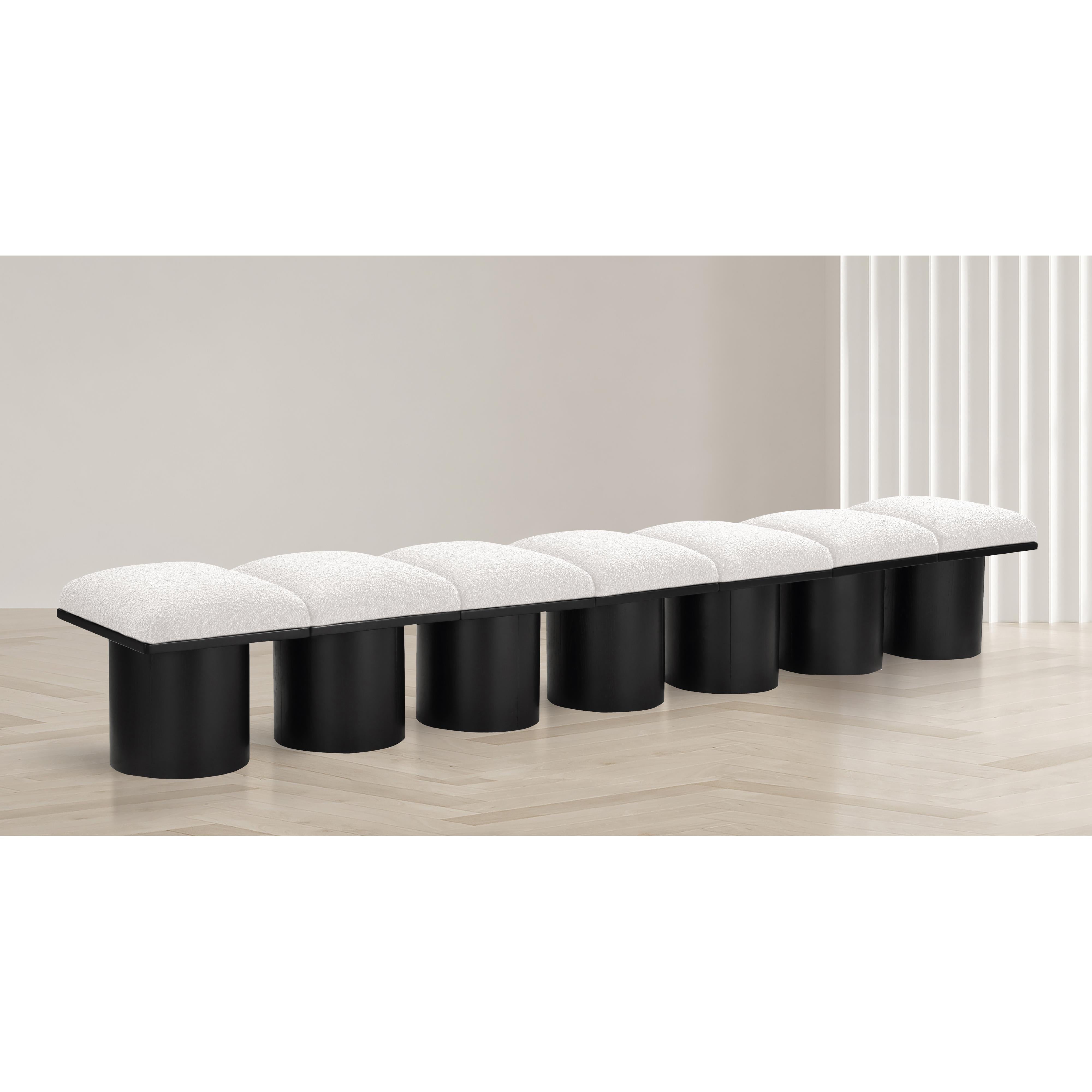 Meridian Pavilion Cream Boucle Fabric Bench