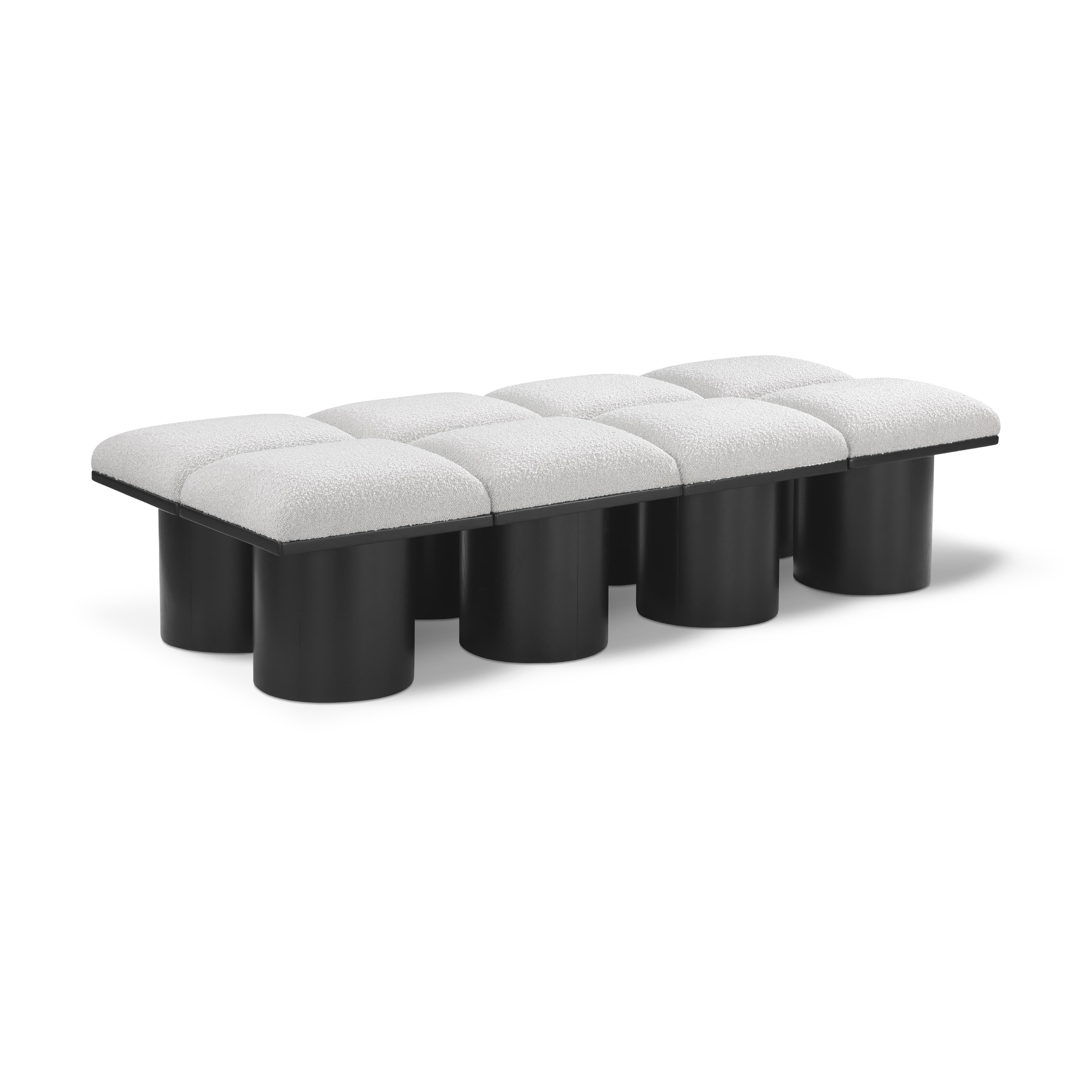 Meridian Pavilion Cream Boucle Fabric Bench