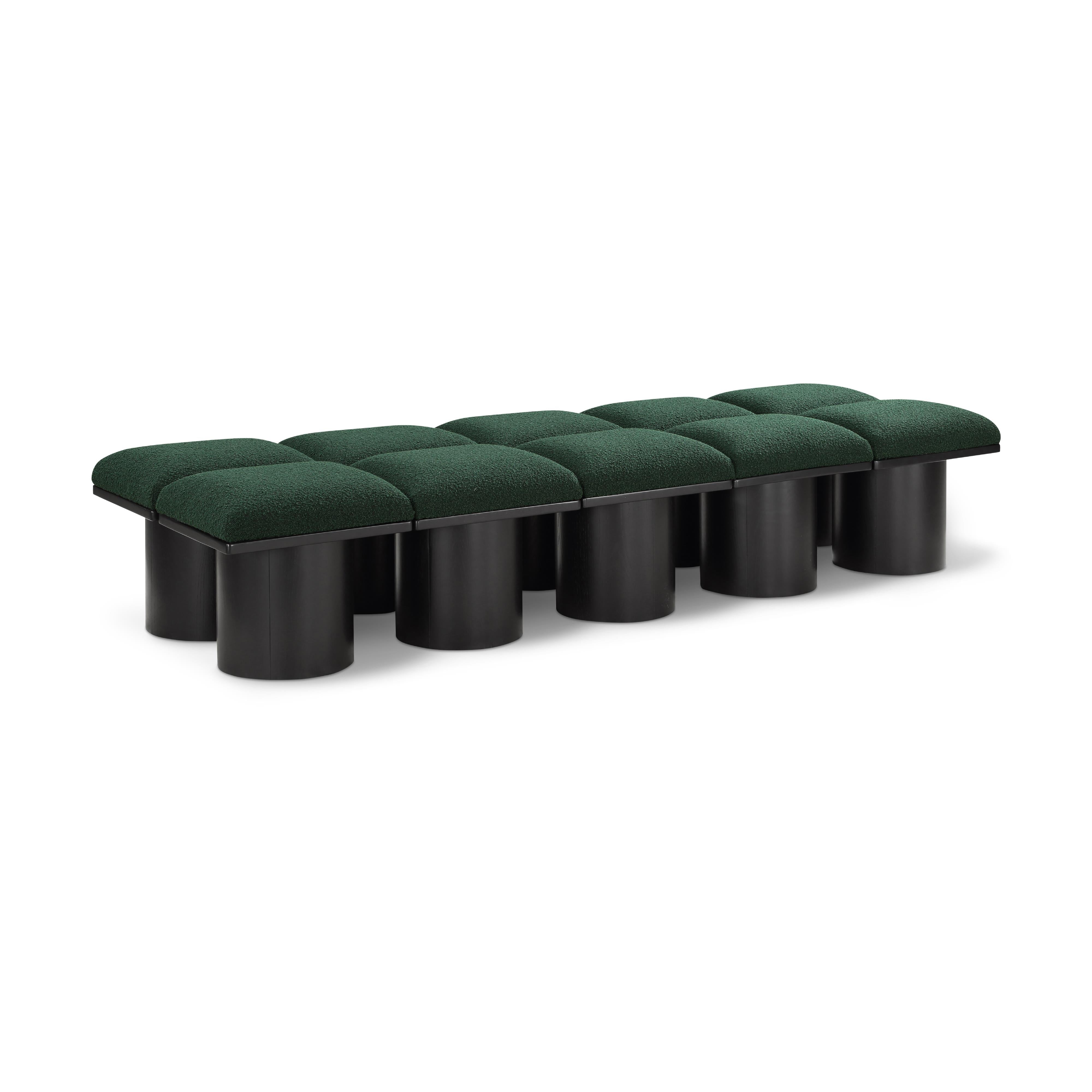 Meridian Pavilion Green Boucle Fabric Bench