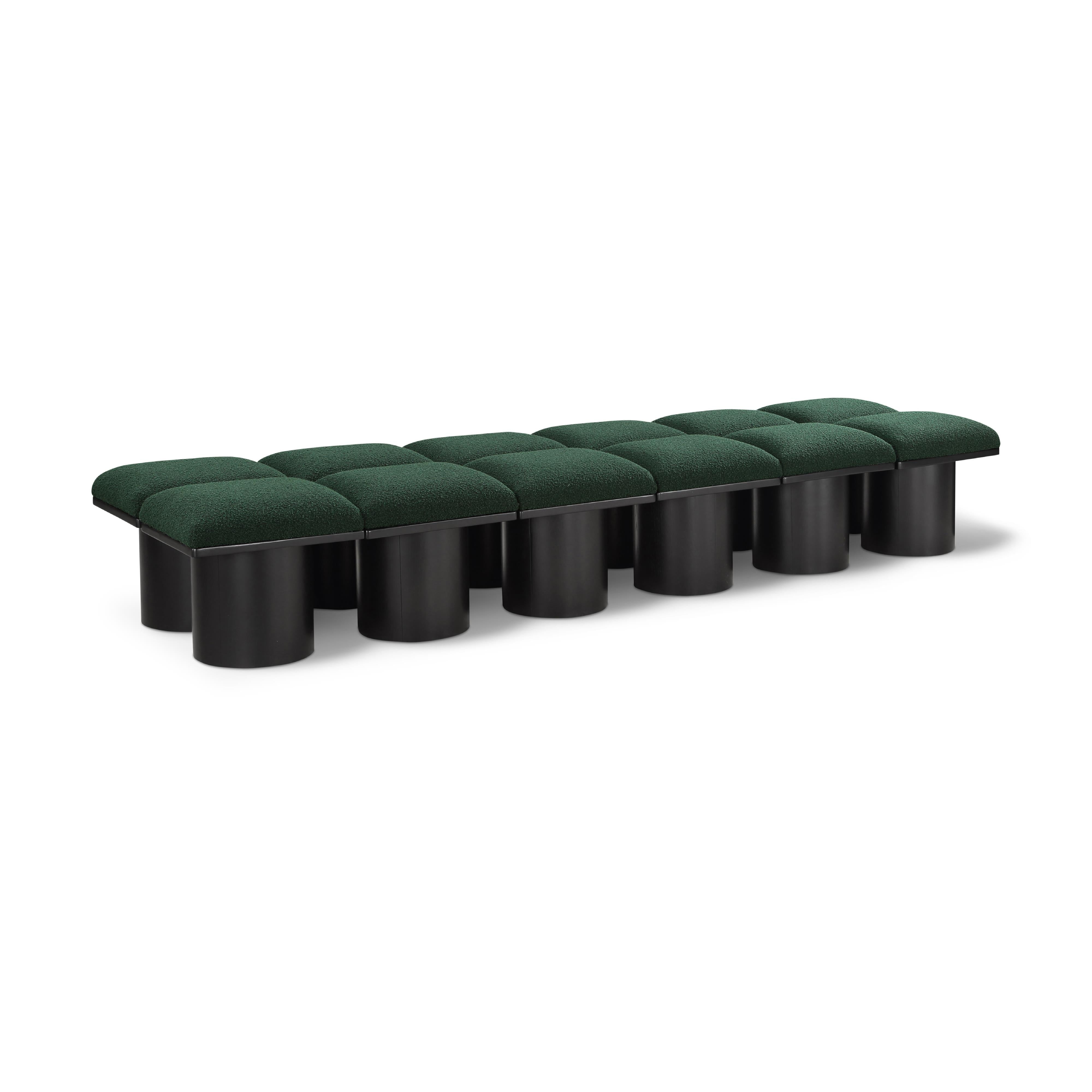 Meridian Pavilion Green Boucle Fabric Bench