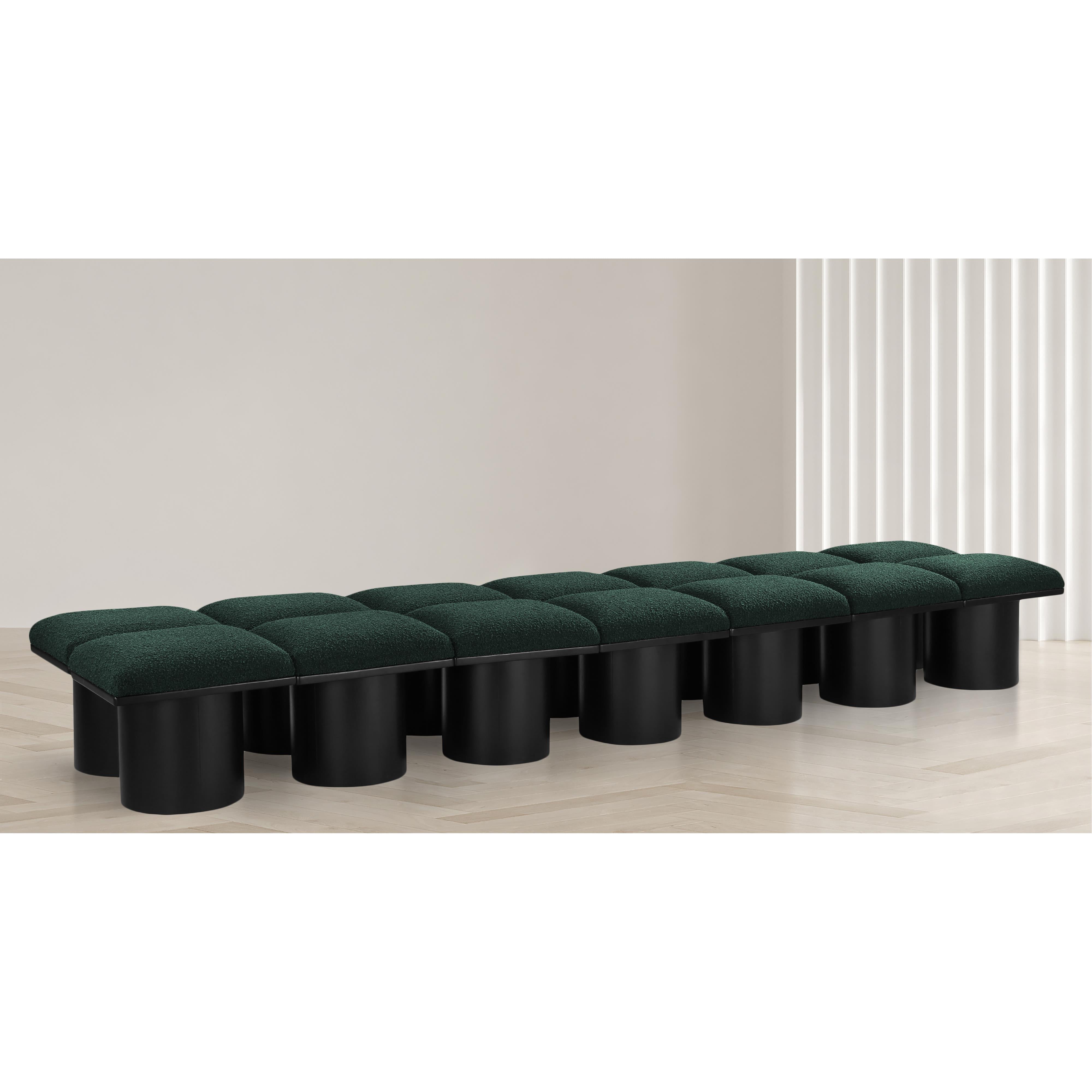Meridian Pavilion Green Boucle Fabric Bench