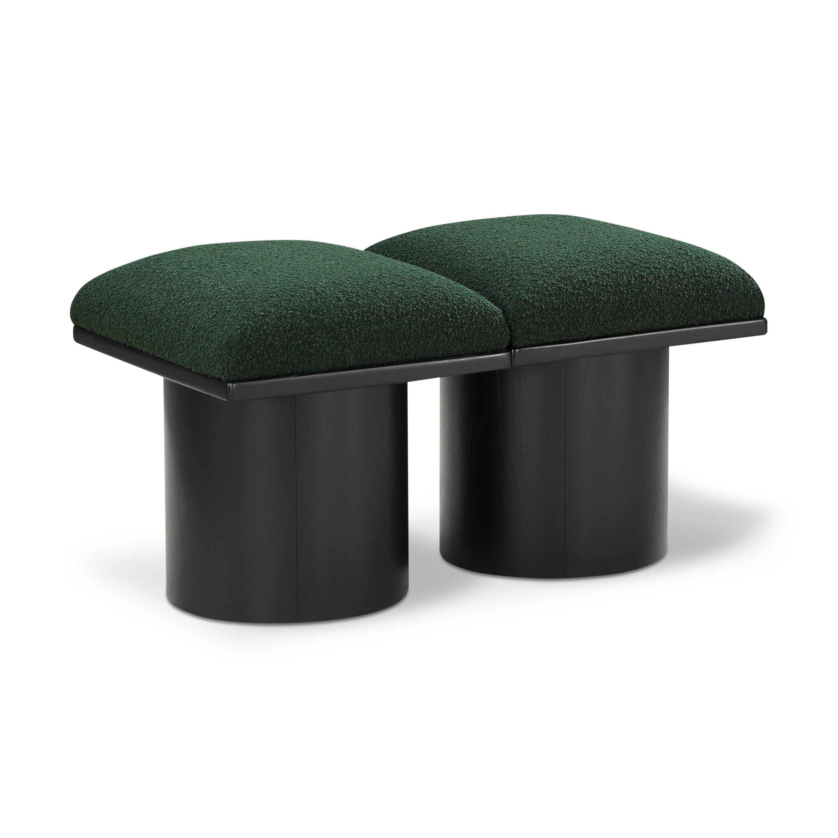 Meridian Pavilion Green Boucle Fabric Bench