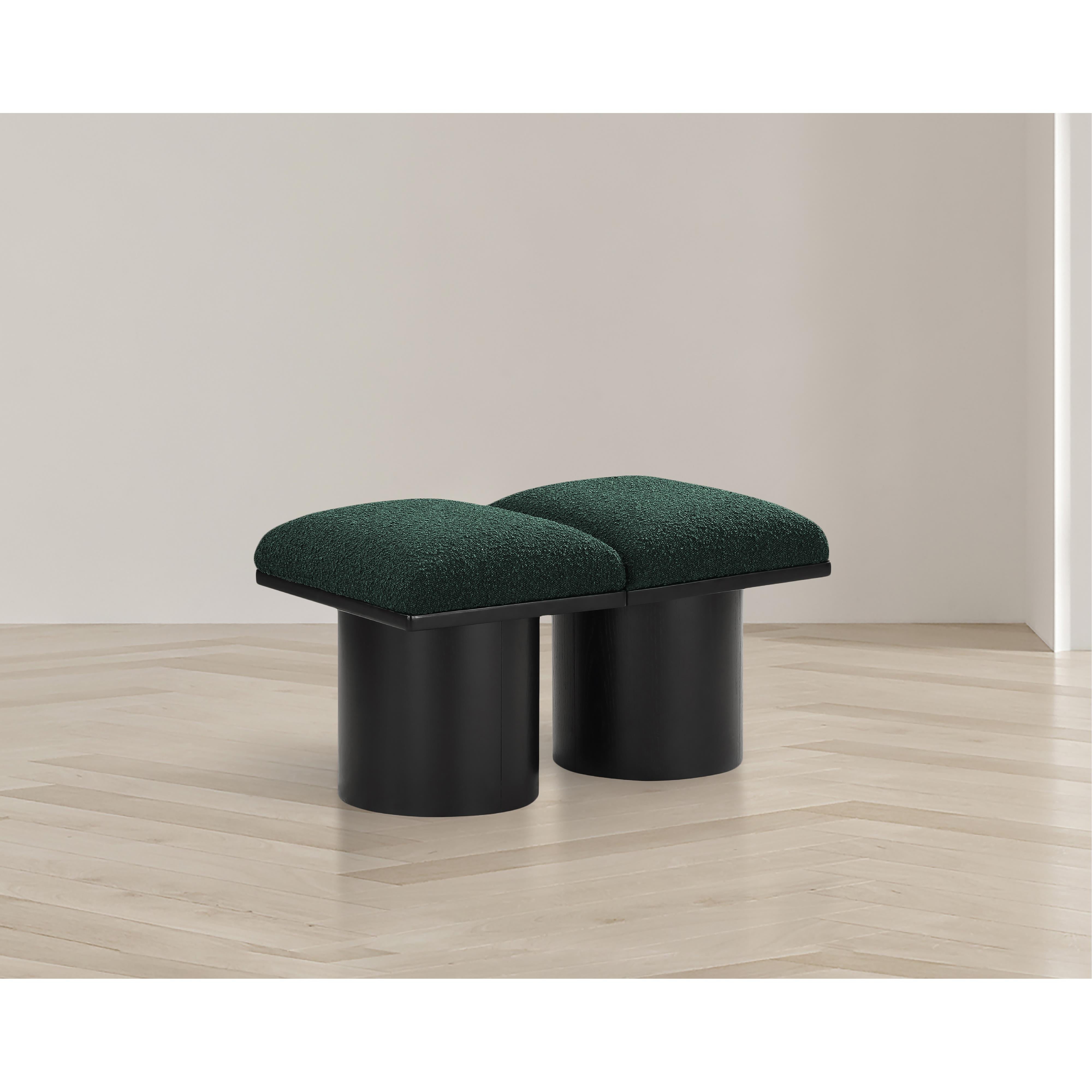 Meridian Pavilion Green Boucle Fabric Bench