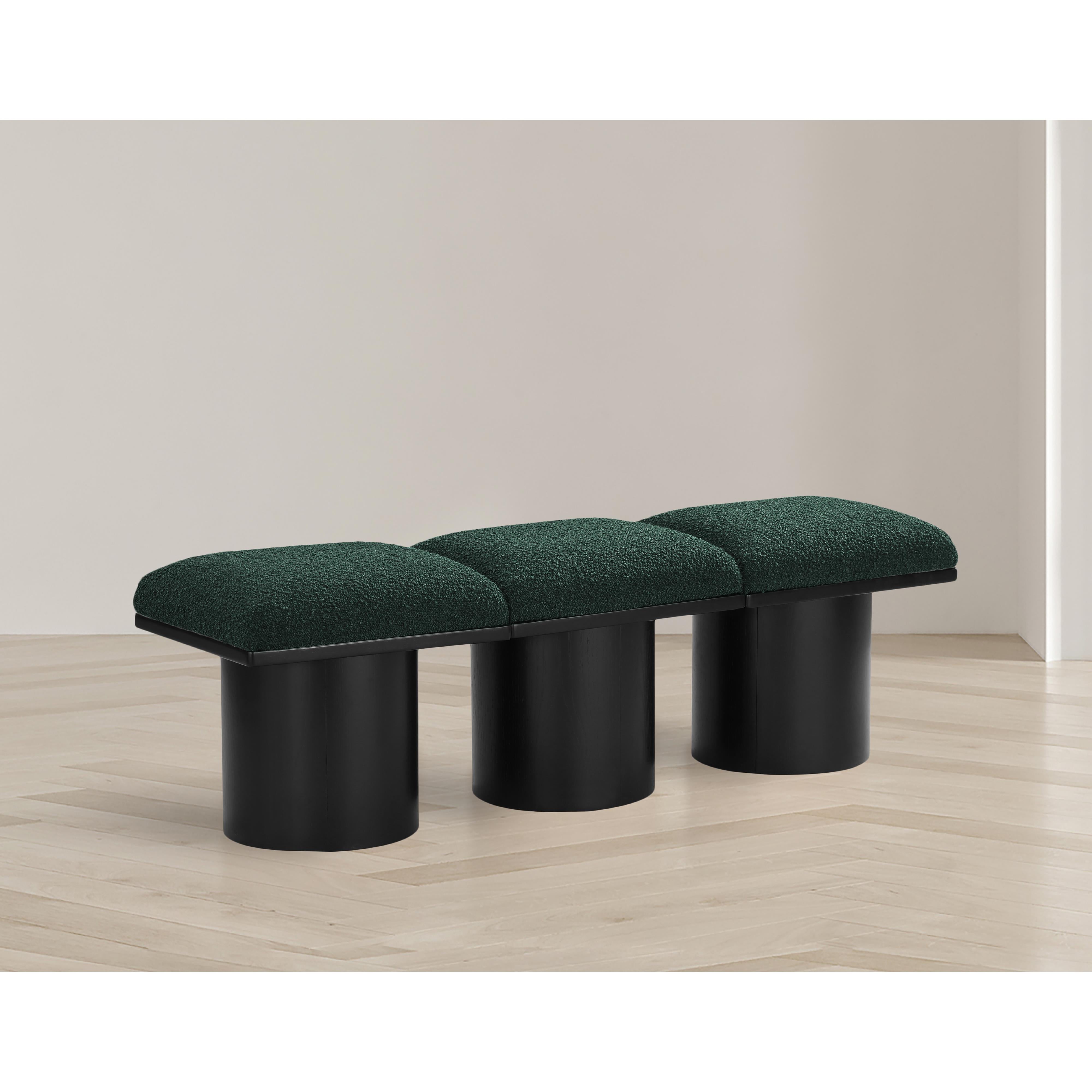 Meridian Pavilion Green Boucle Fabric Bench