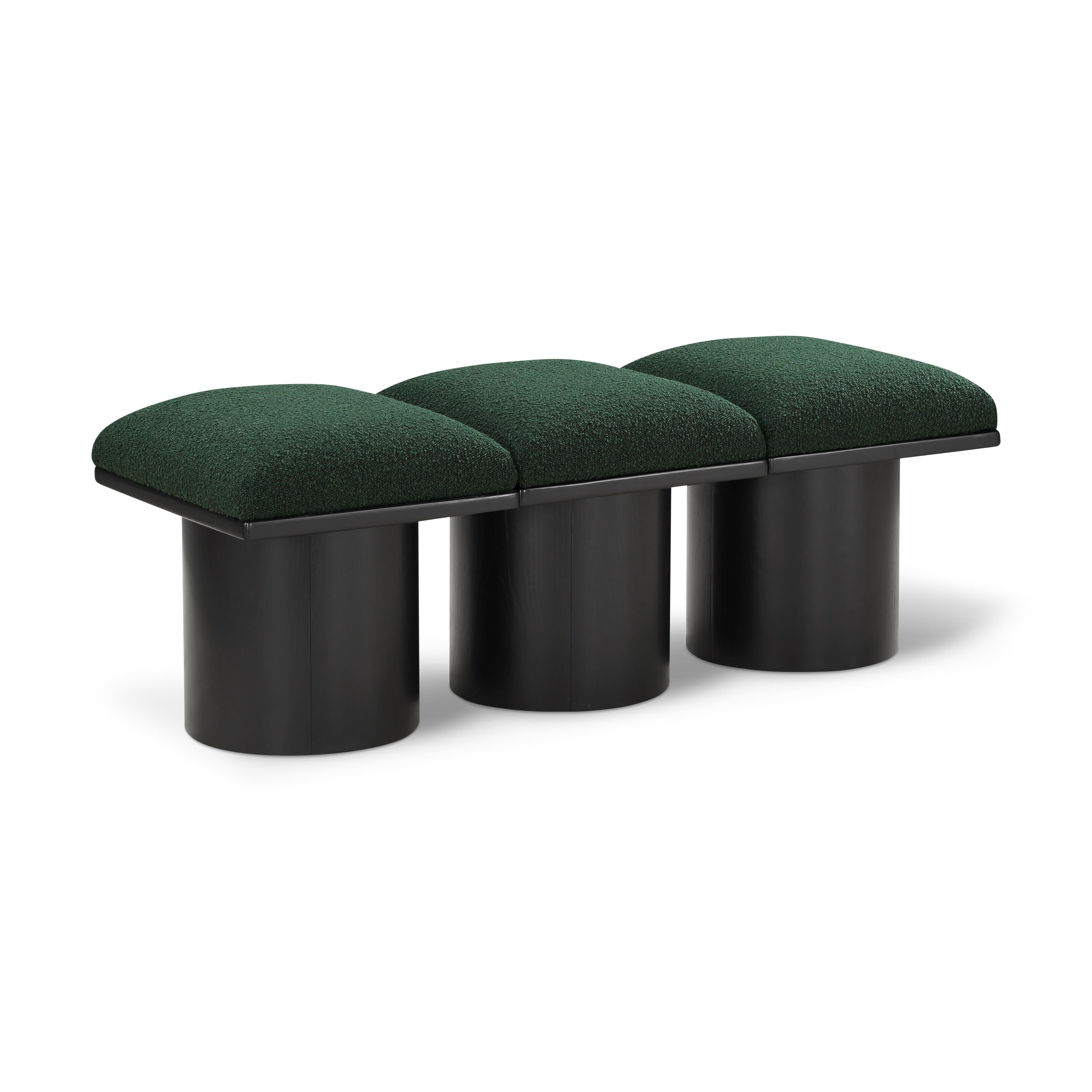 Meridian Pavilion Green Boucle Fabric Bench