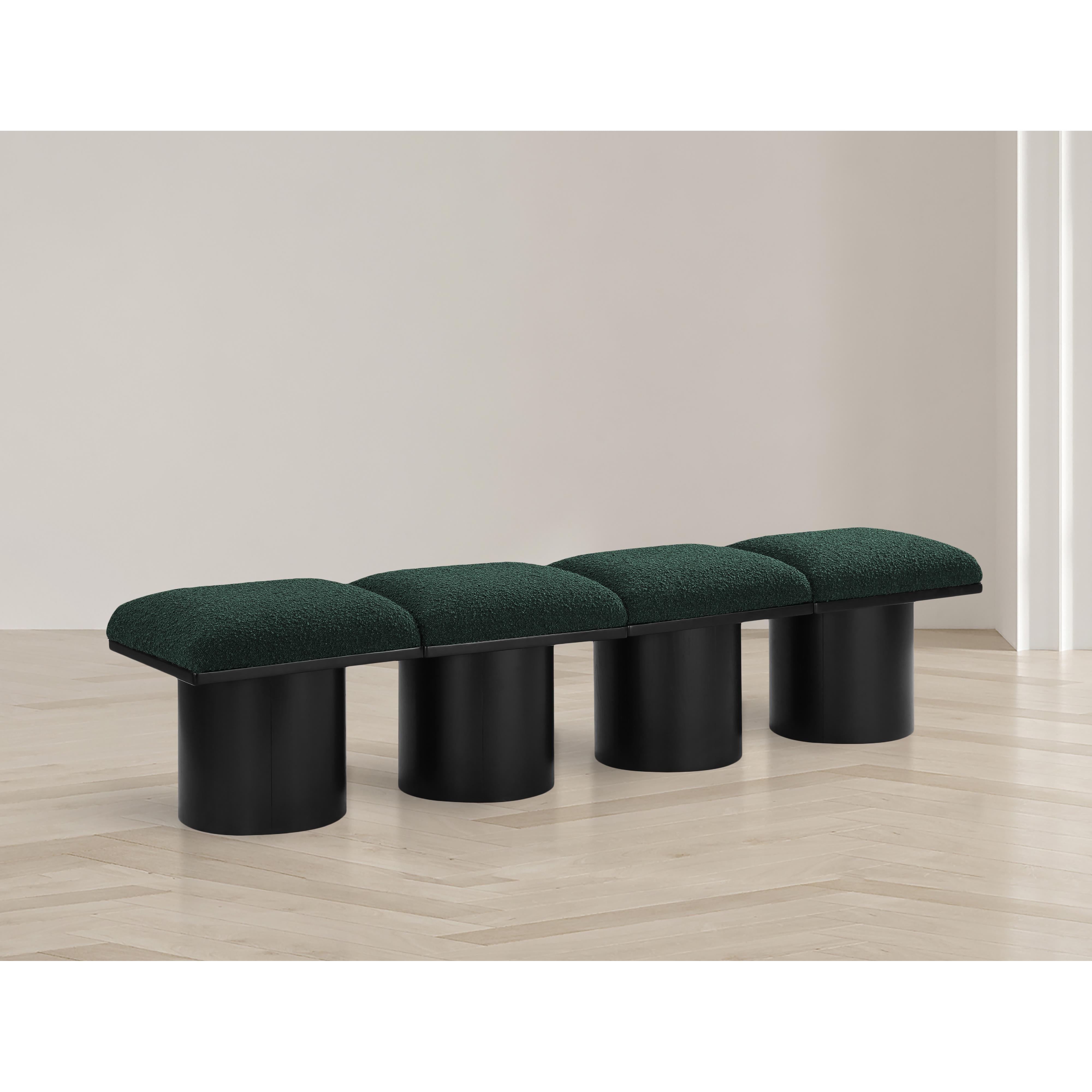 Meridian Pavilion Green Boucle Fabric Bench