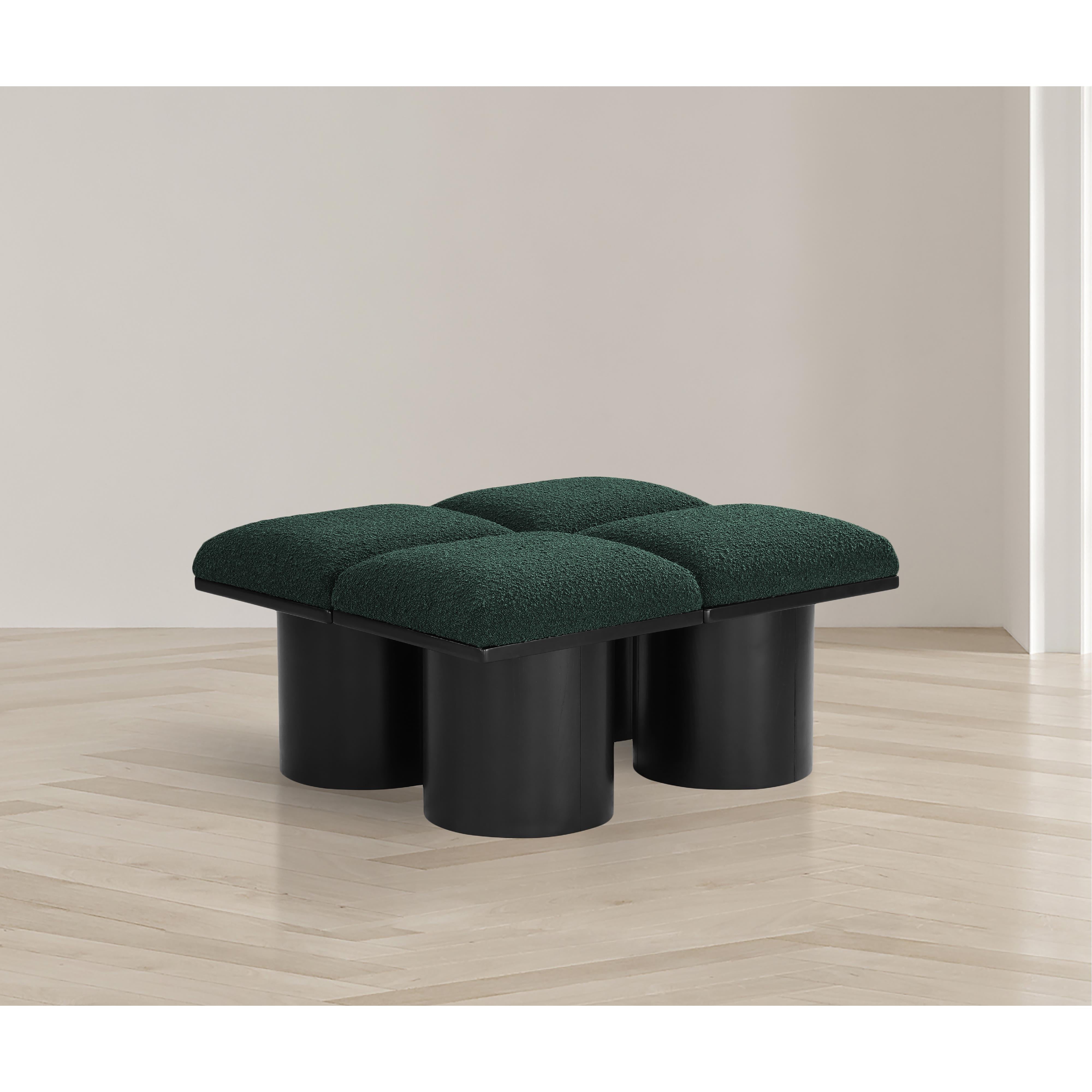 Meridian Pavilion Green Boucle Fabric Bench