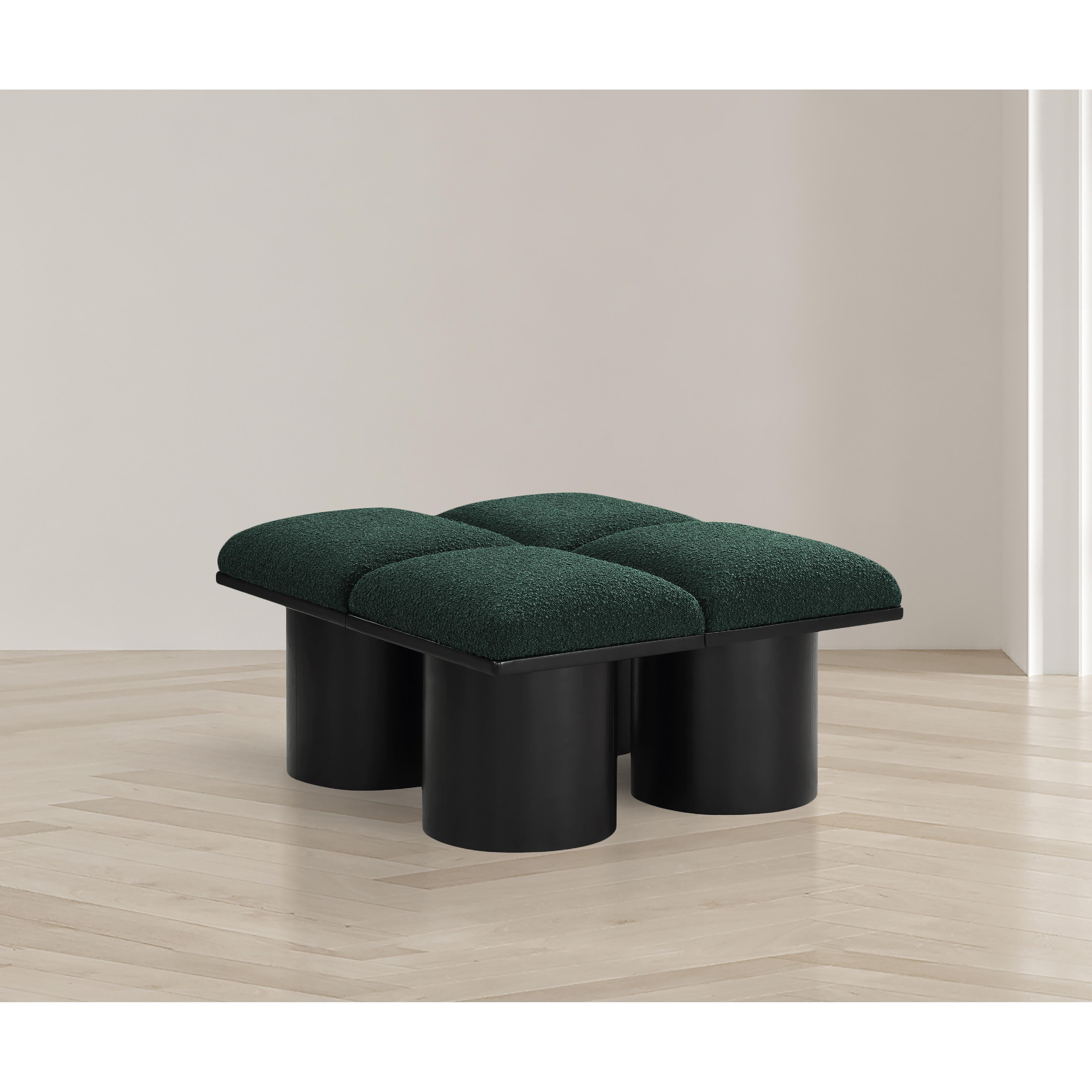 Meridian Pavilion Green Boucle Fabric Bench