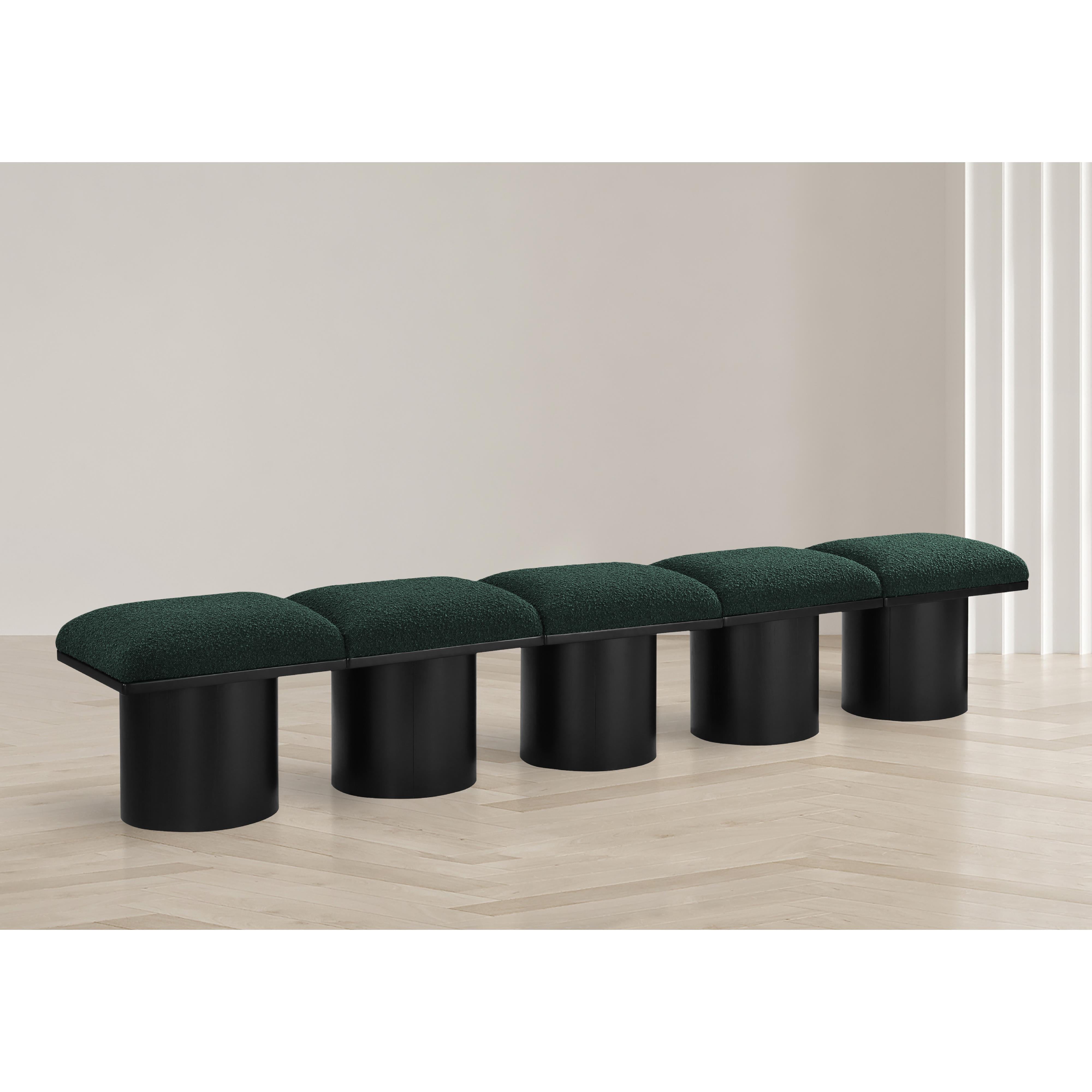 Meridian Pavilion Green Boucle Fabric Bench
