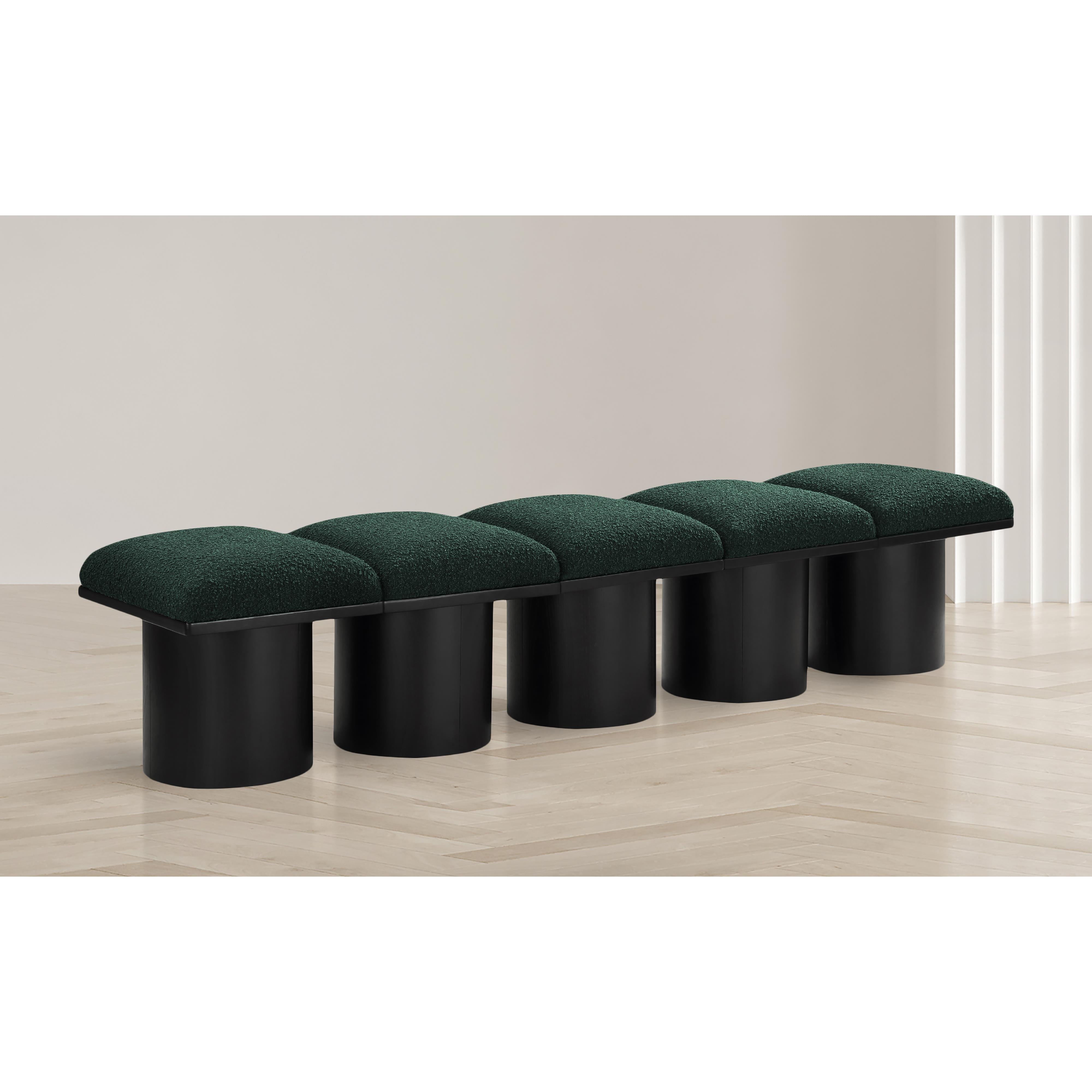 Meridian Pavilion Green Boucle Fabric Bench