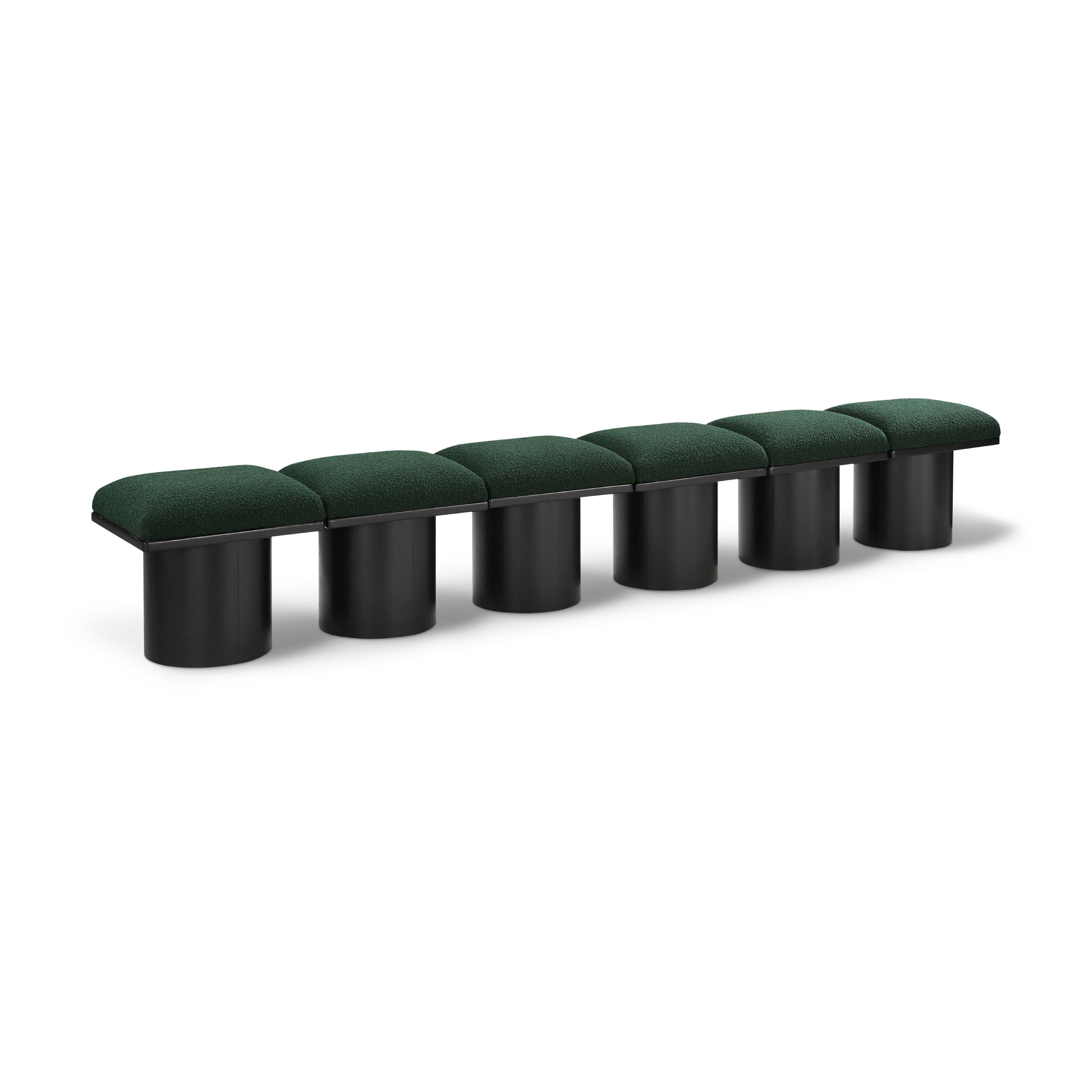 Meridian Pavilion Green Boucle Fabric Bench