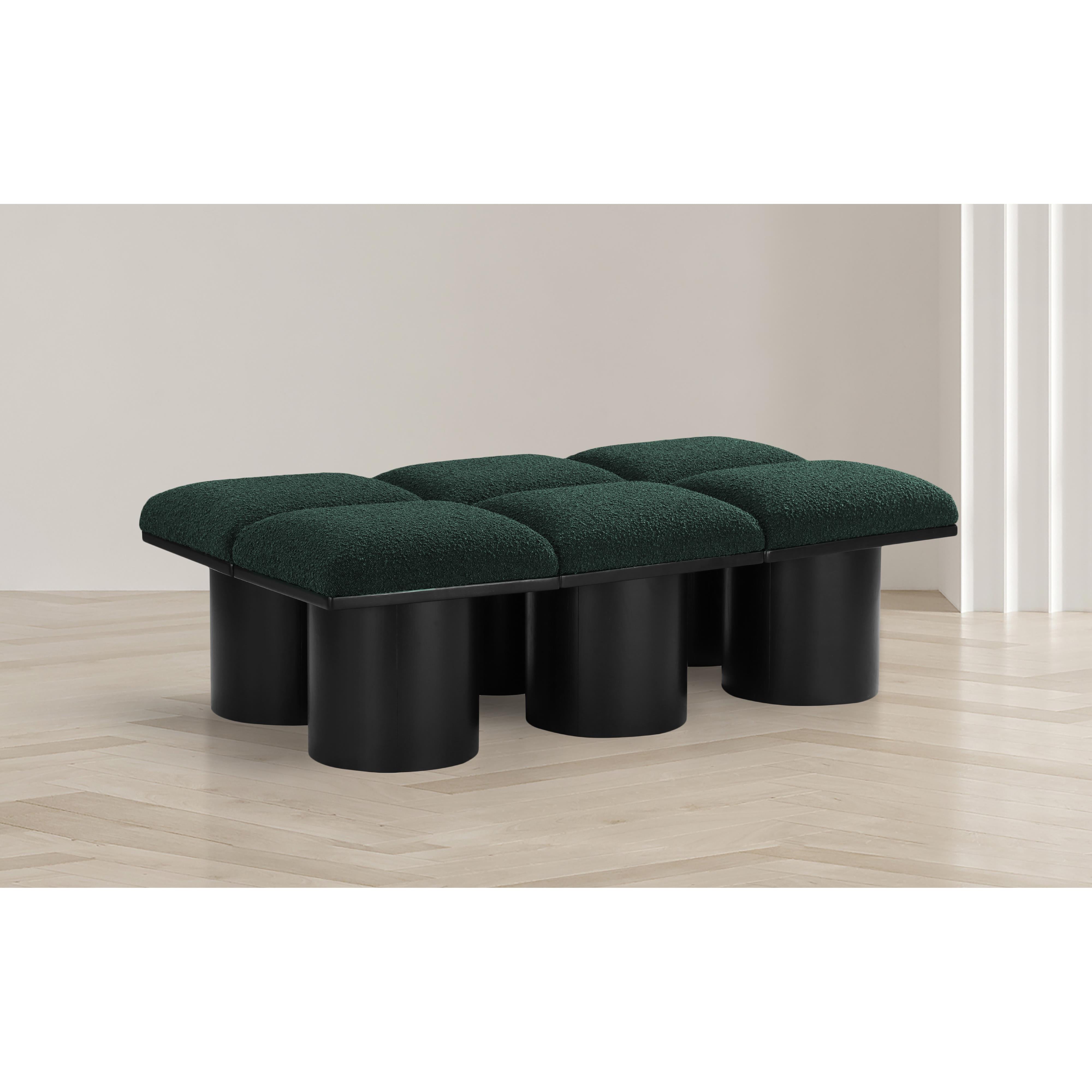 Meridian Pavilion Green Boucle Fabric Bench