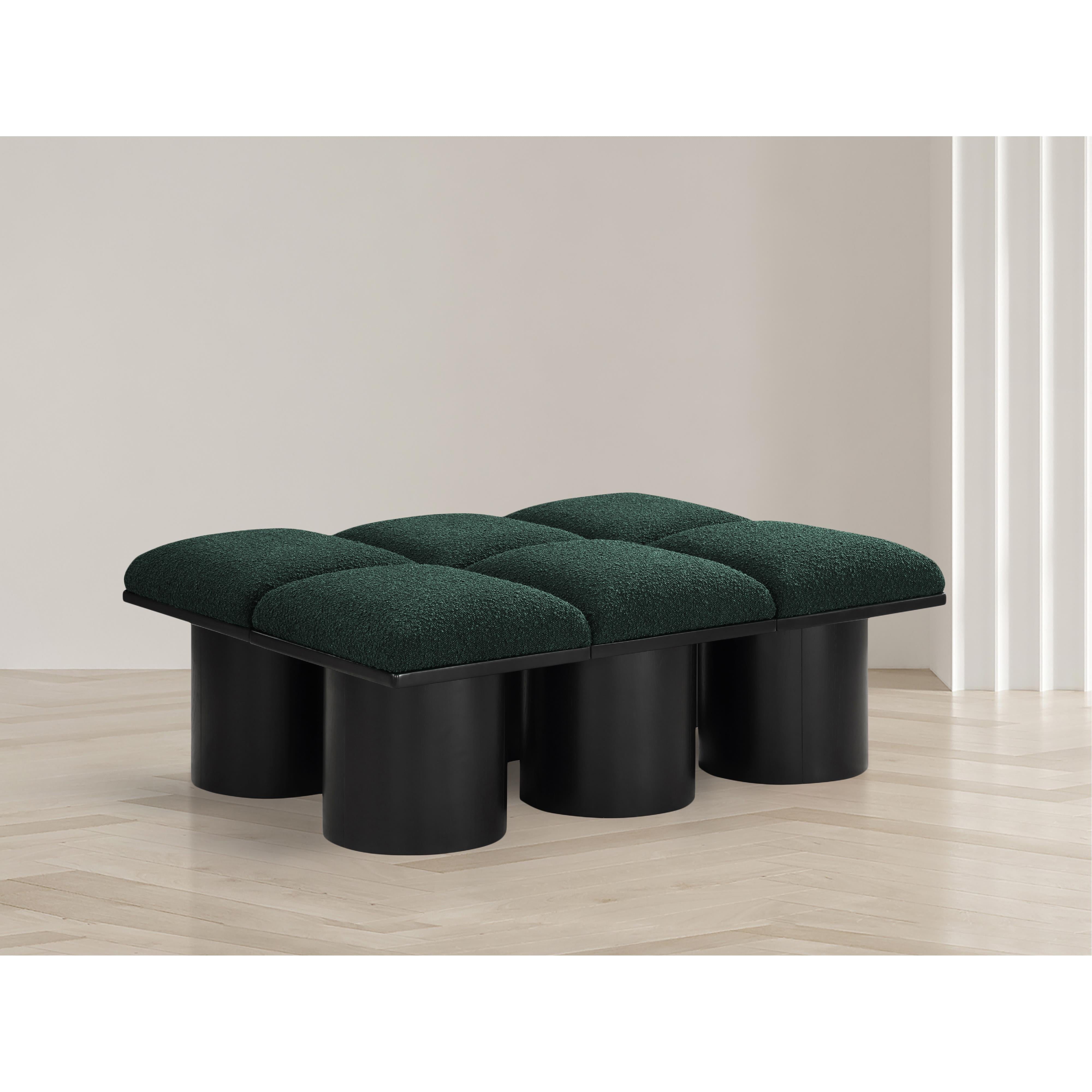 Meridian Pavilion Green Boucle Fabric Bench