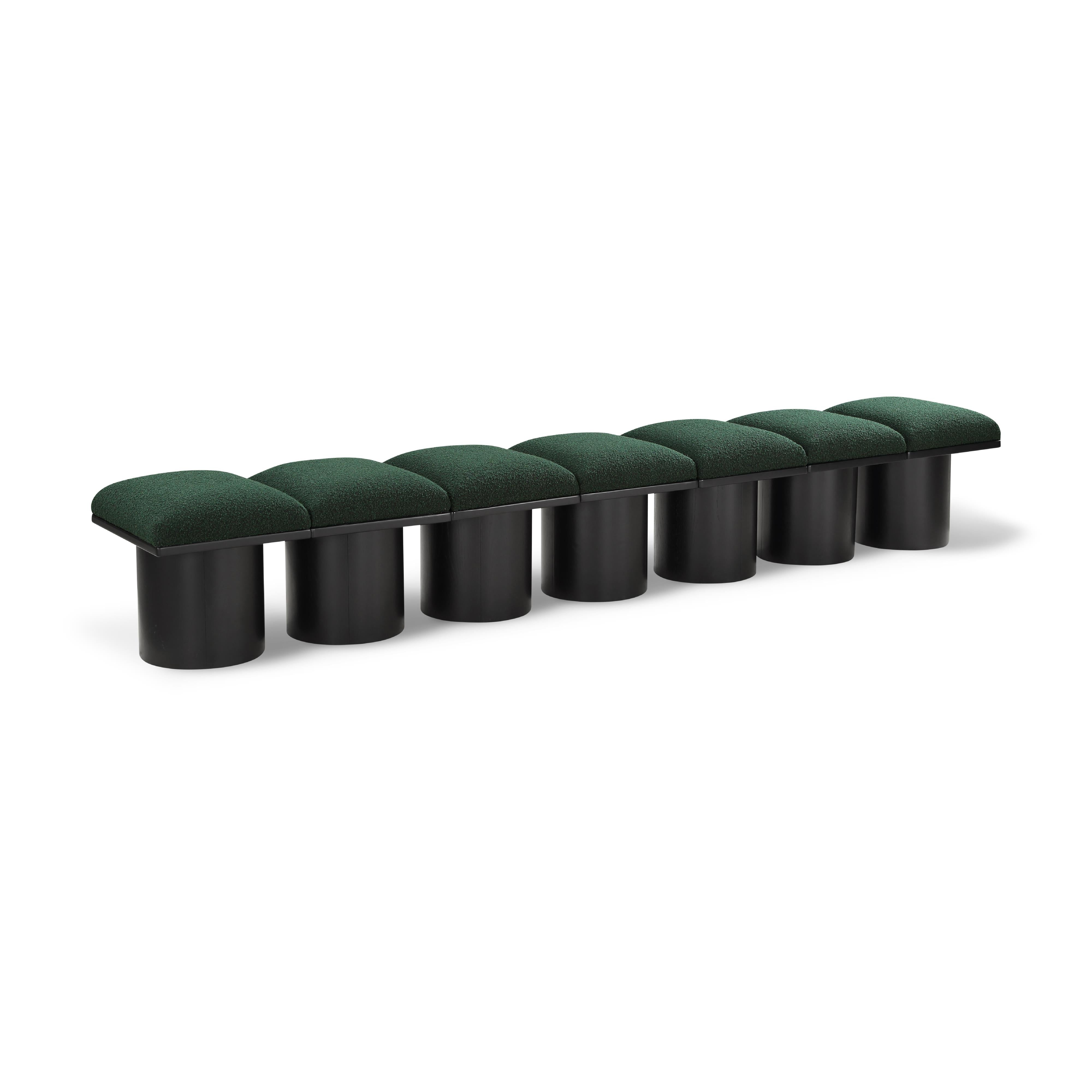 Meridian Pavilion Green Boucle Fabric Bench