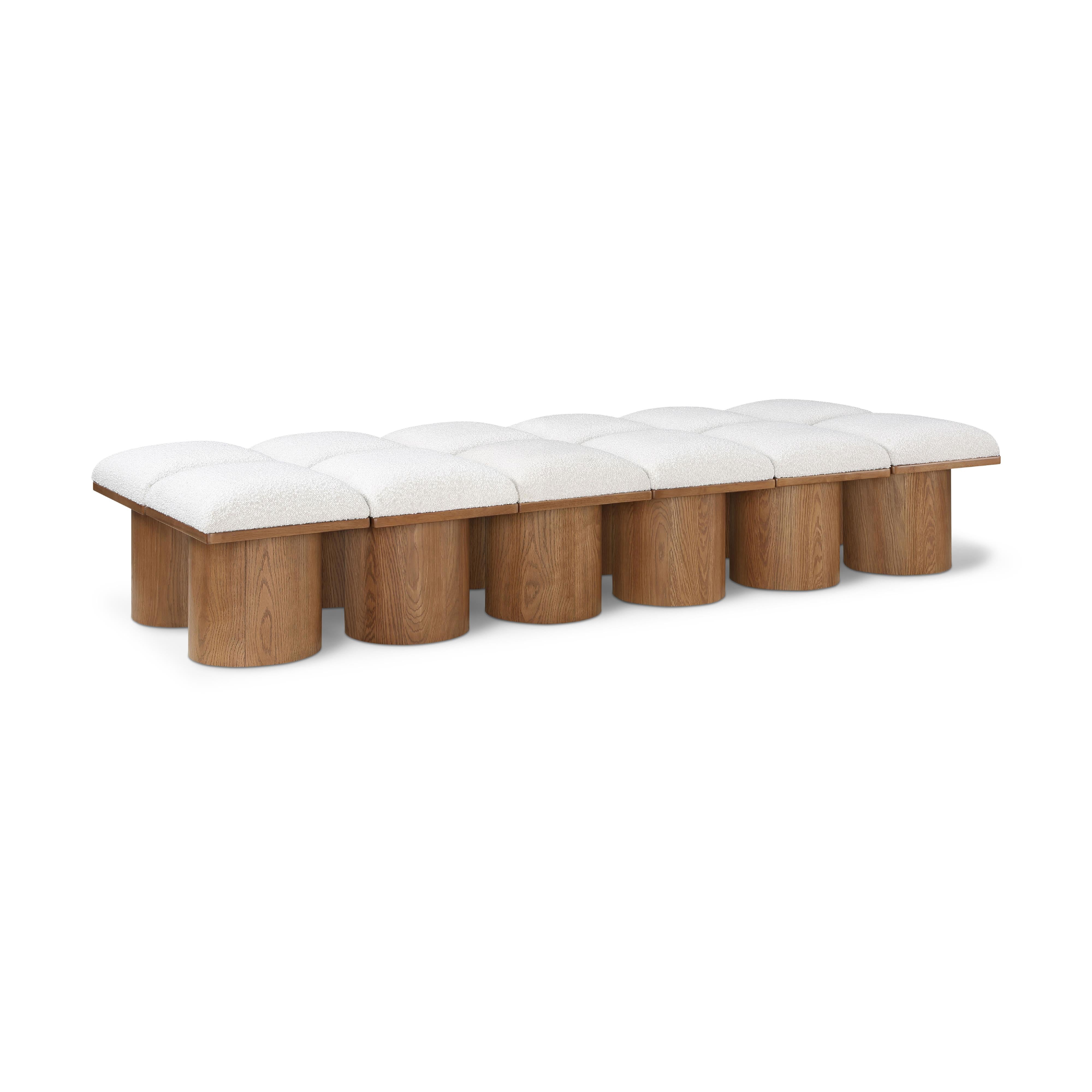 Meridian Pavilion Cream Boucle Fabric Bench