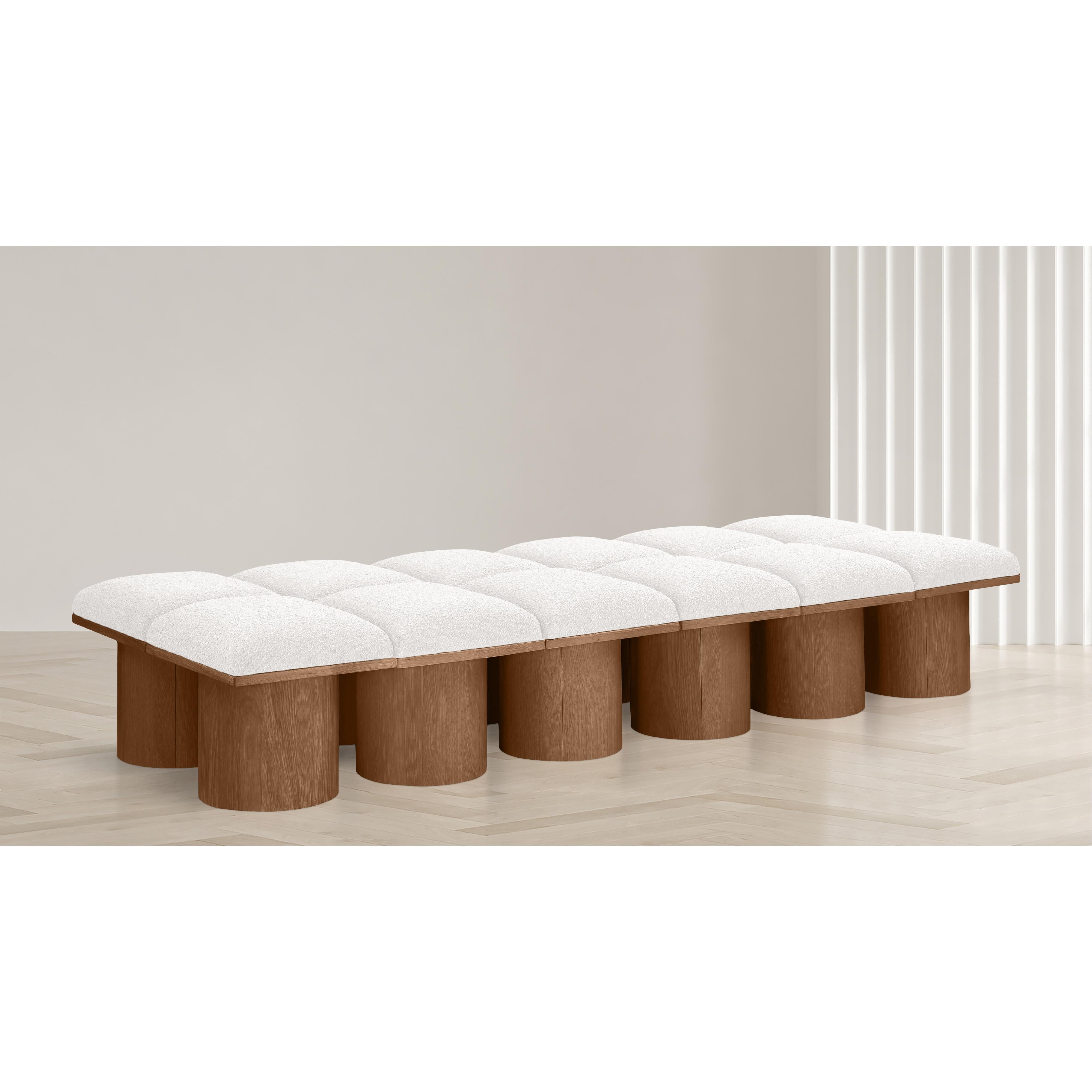 Meridian Pavilion Cream Boucle Fabric Bench