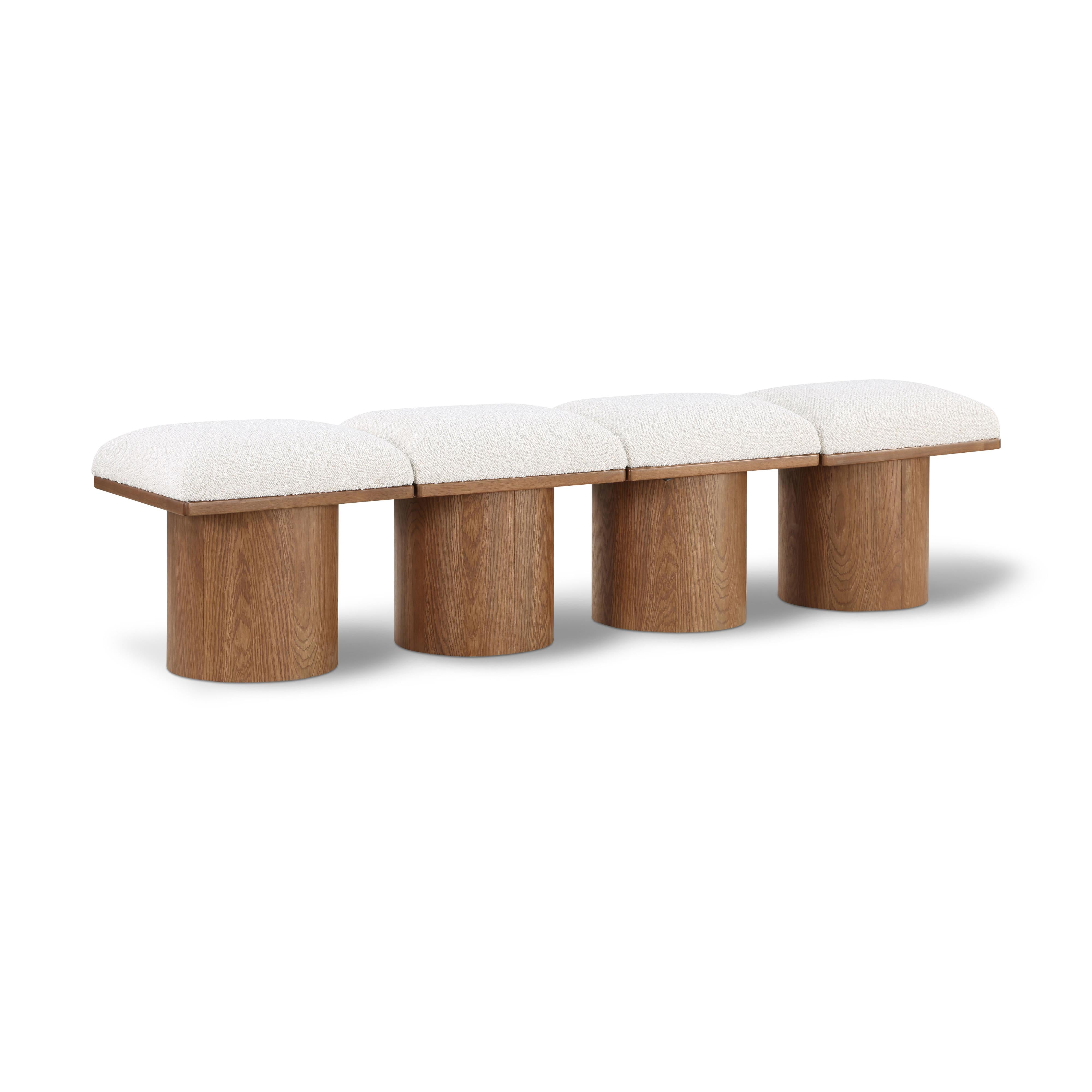 Meridian Pavilion Cream Boucle Fabric Bench