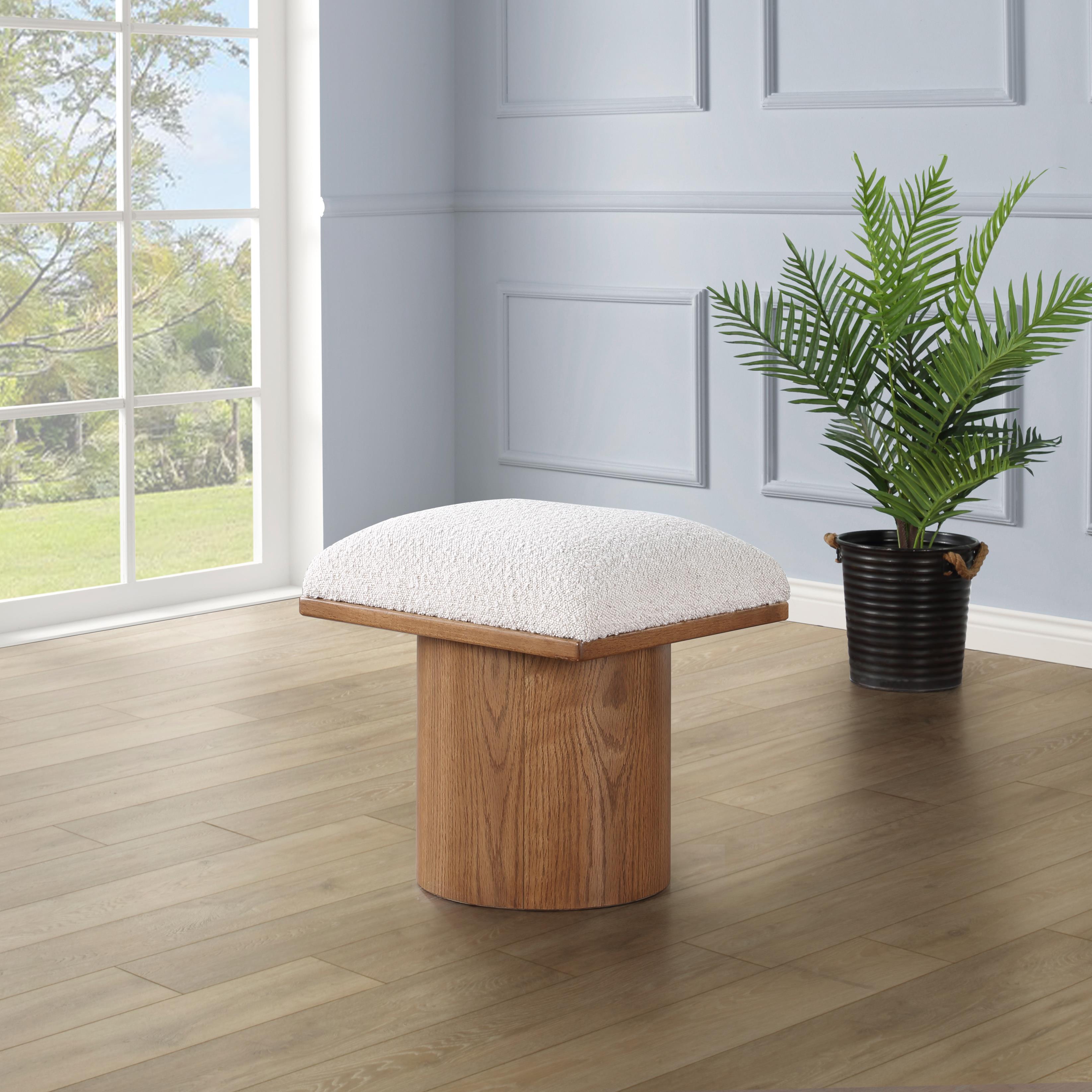 Meridian Pavilion Cream Boucle Fabric Bench/Stool
