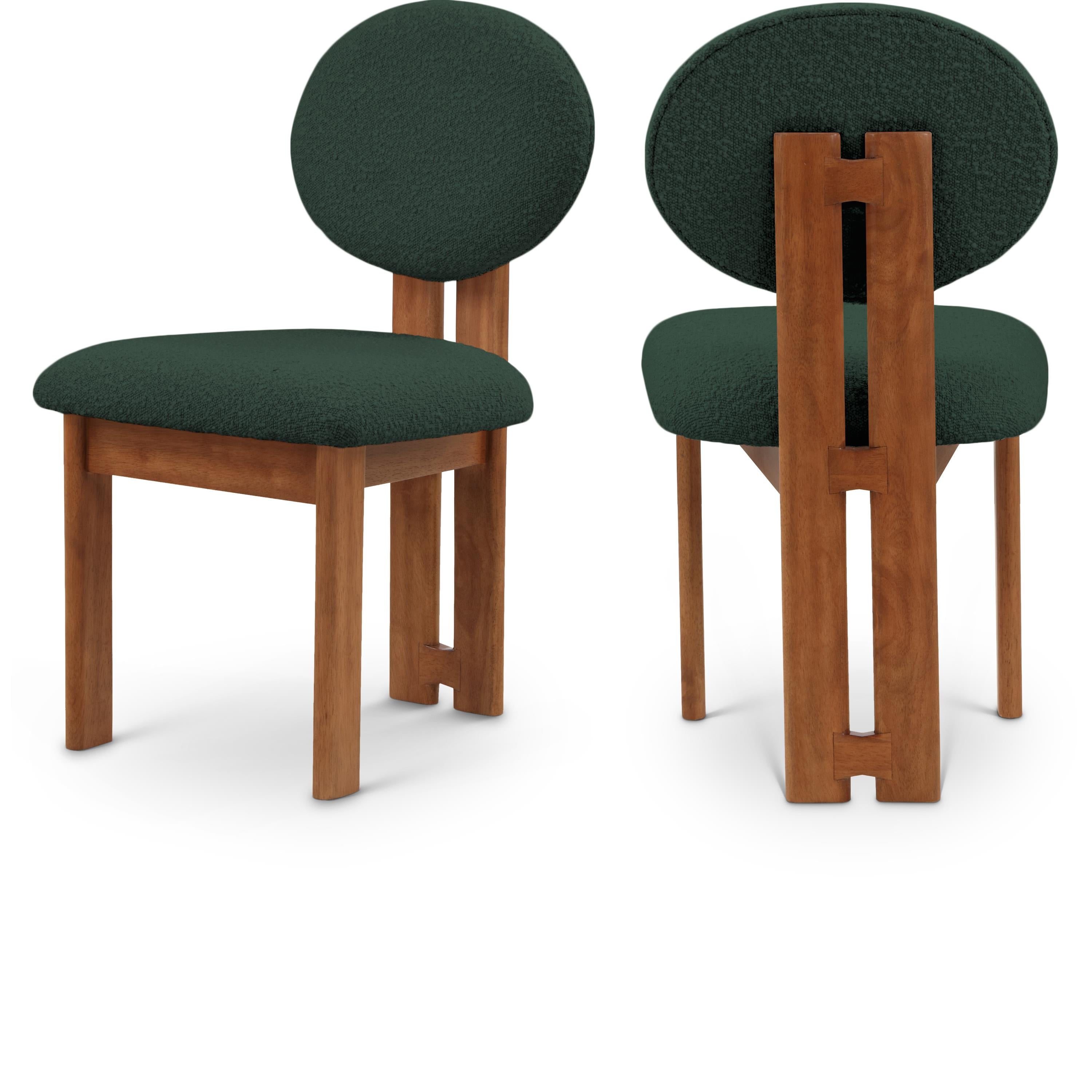 Meridian Napa Green Boucle Fabric Dining Chair