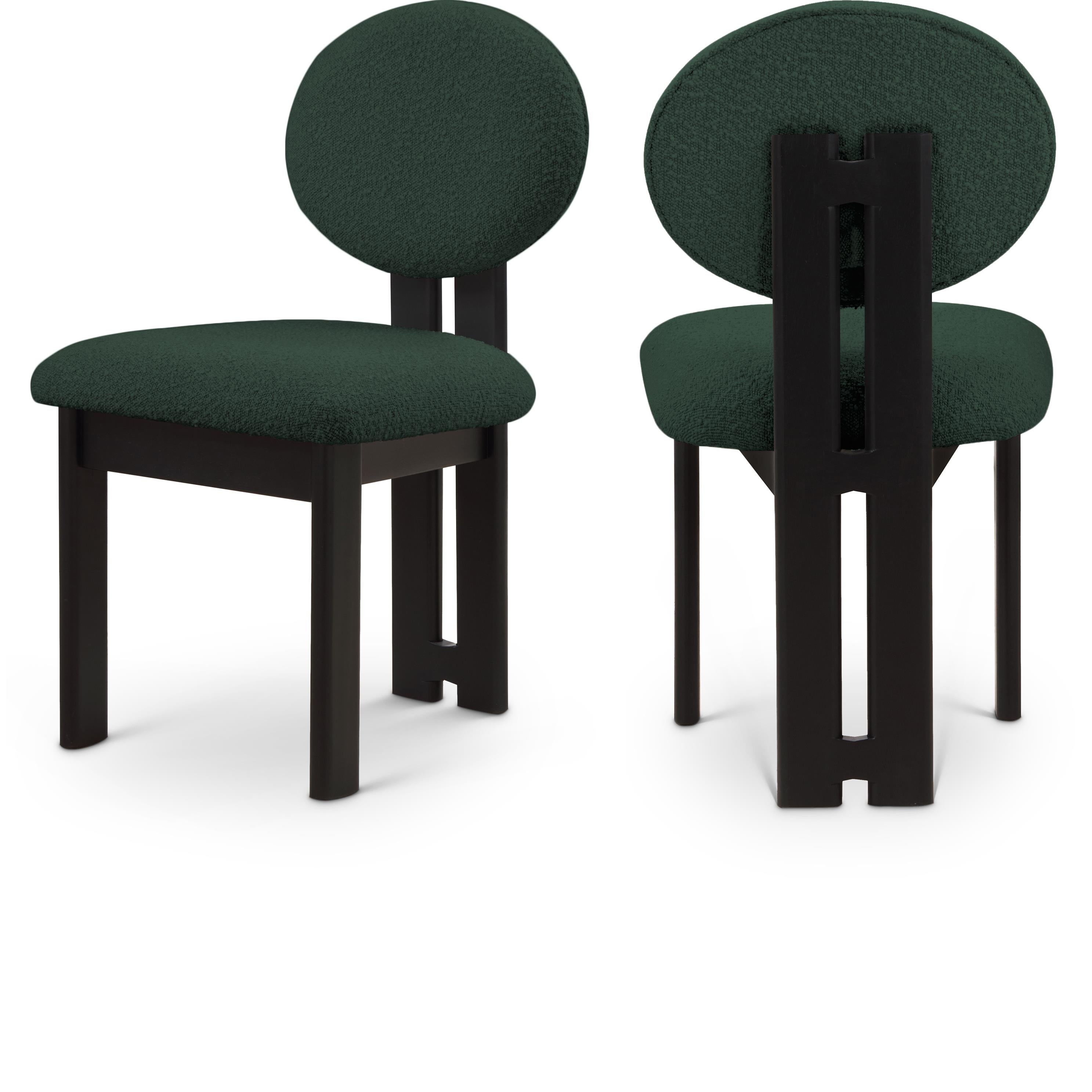 Meridian Napa Green Boucle Fabric Dining Chair