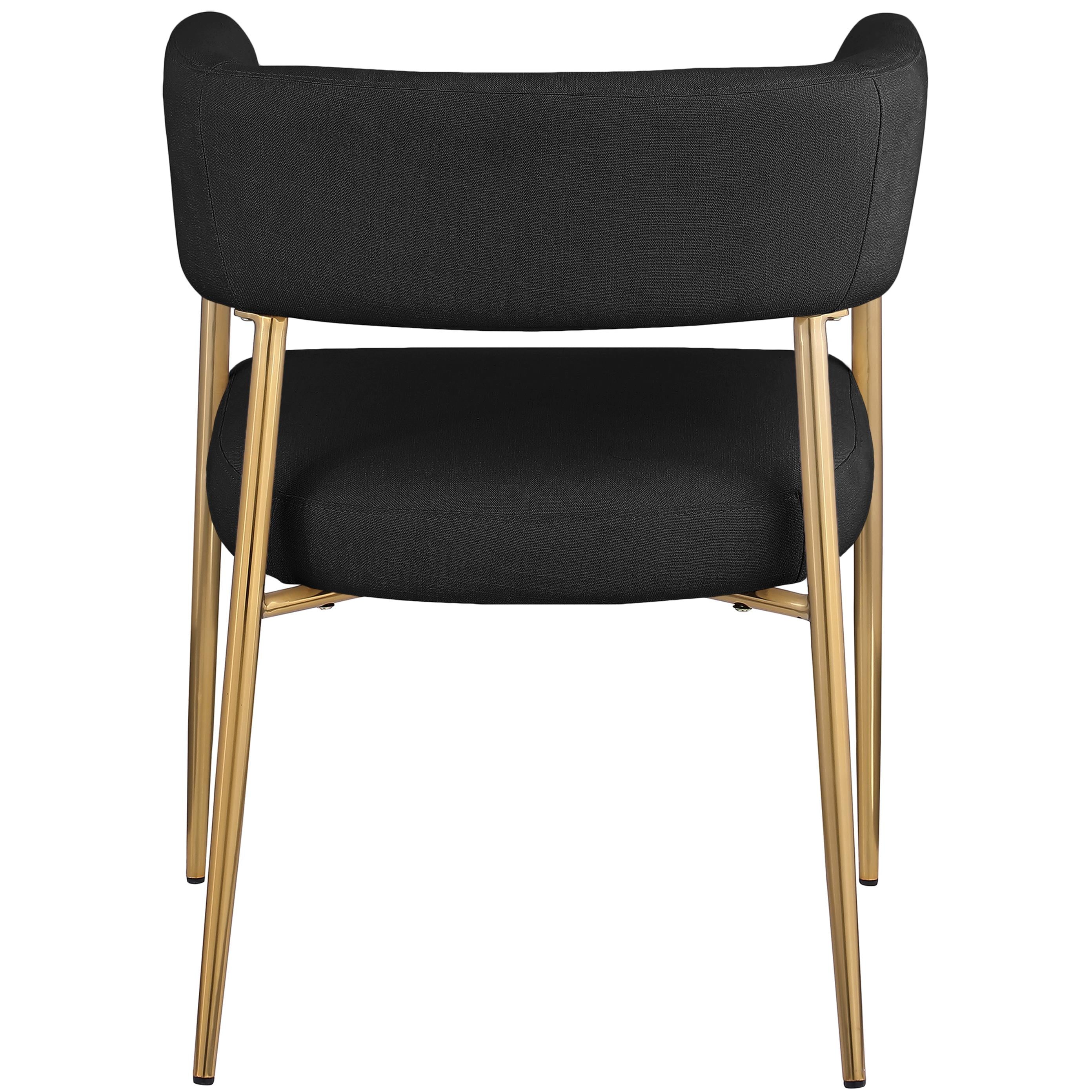 Meridian Creston Black Durable Linen Textured Fabric Dining Chair