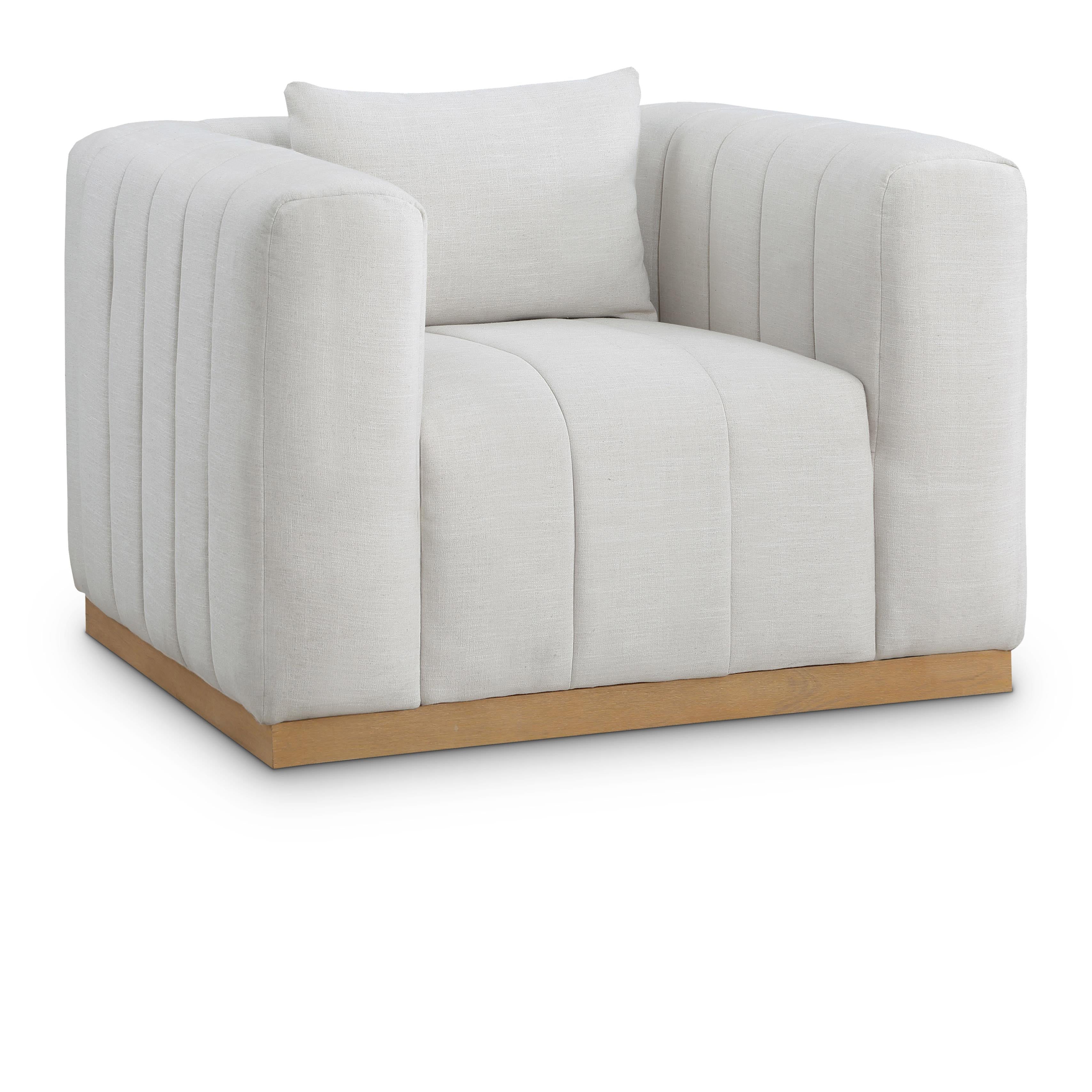 Meridian Lucia Cream Linen Textured Fabric Chair